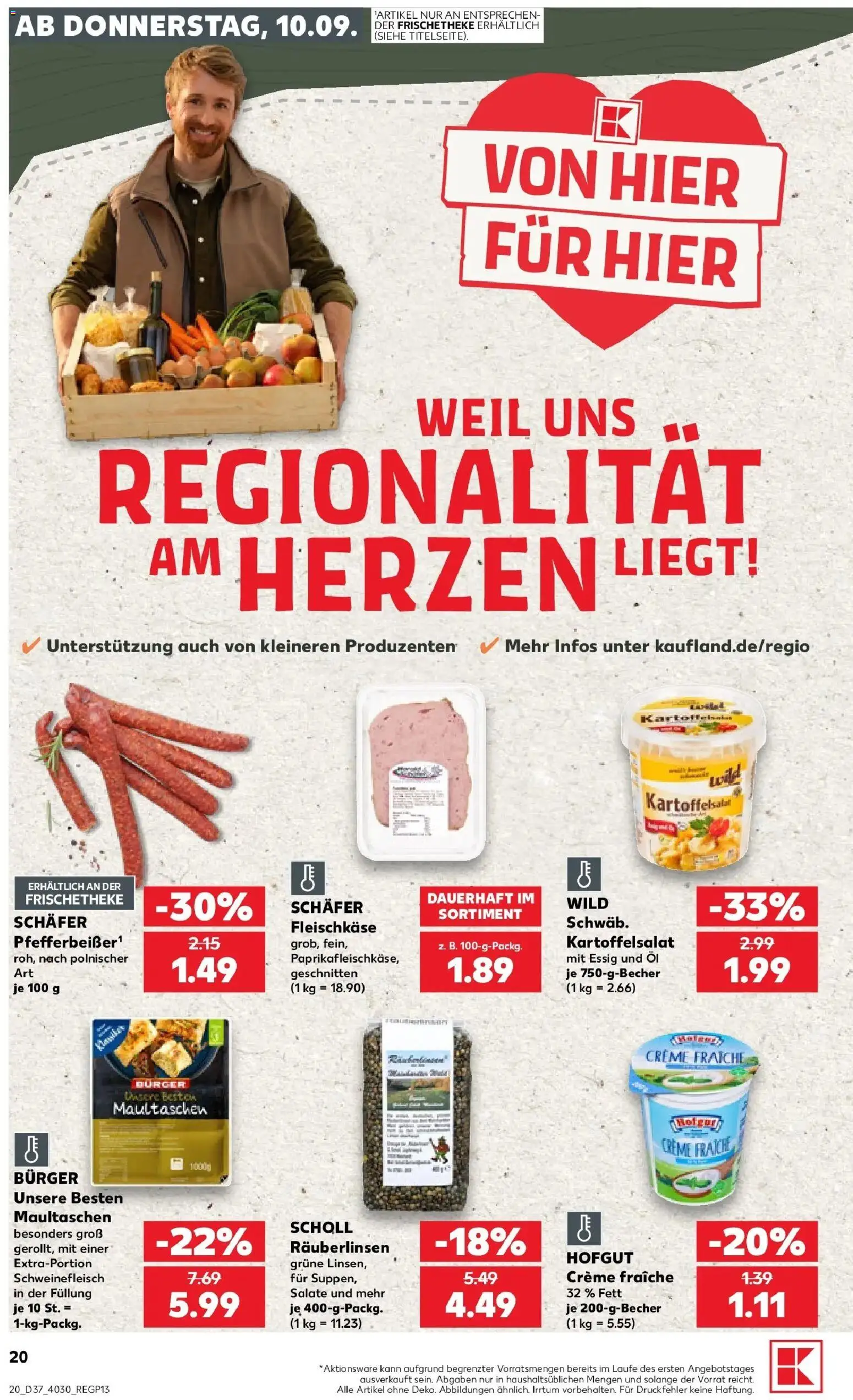 Prospekt Kaufland ab 10.09.2026 » Angebote Online zum Blättern | Seite: 20 | Produkte: Öl, Essig, Burger, Schweinefleisch