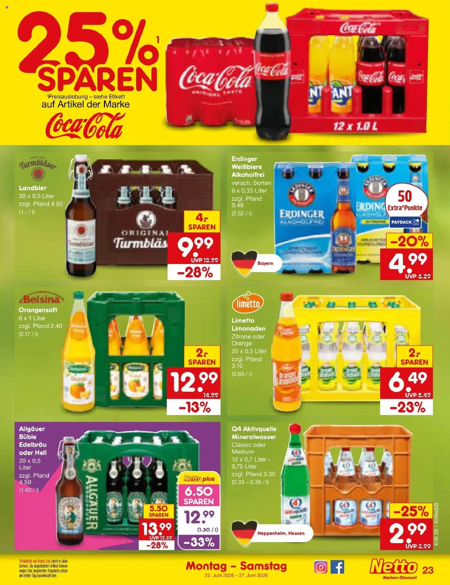Netto Marken-Discount Prospekt Bad Friedrichshall – gültig ab 22.06.2026 | Seite: 31 | Produkte: Coca cola, Cola, Orangensaft, Mineralwasser
