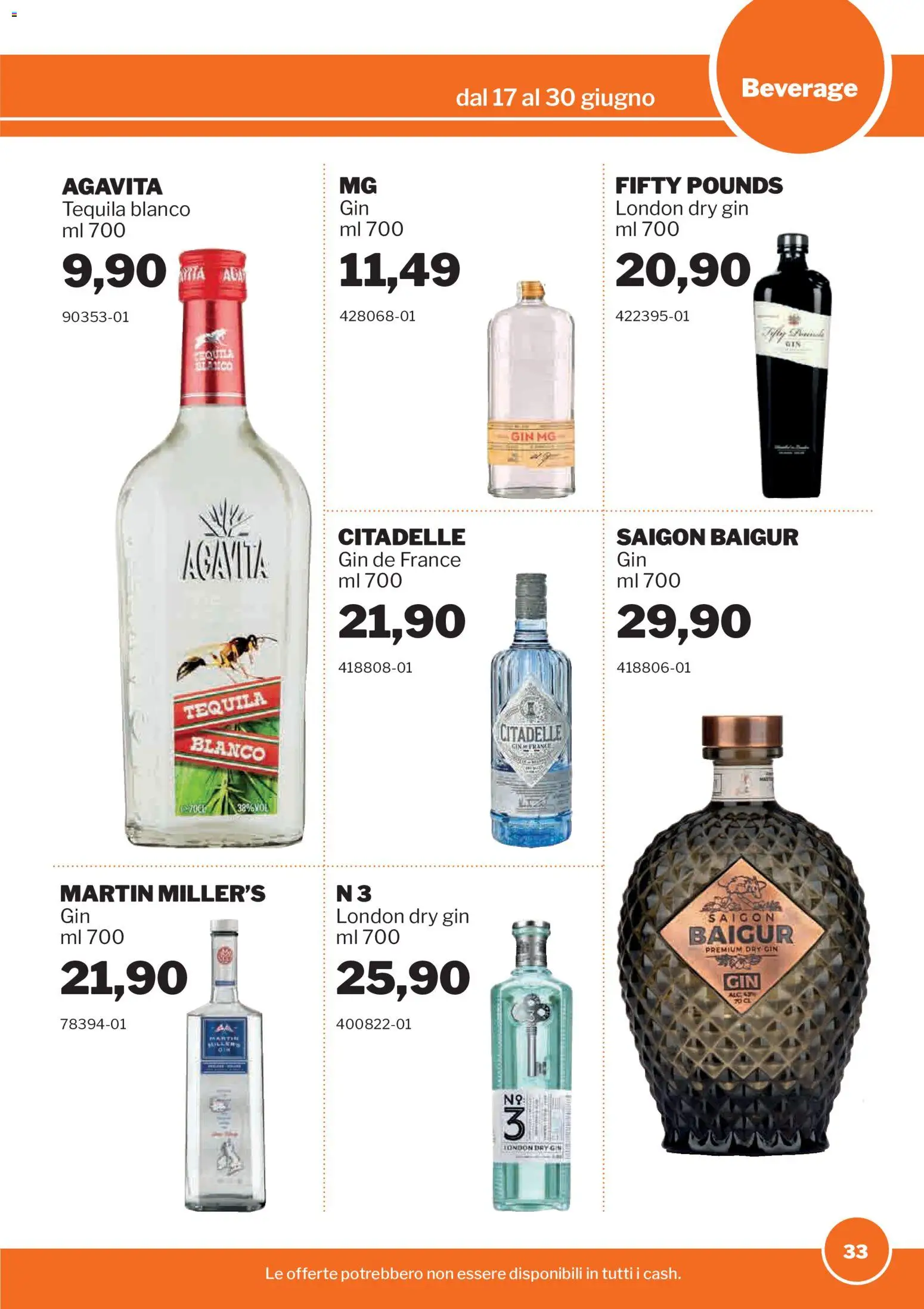 Volantino Sogegross del 17.06.2026 | Pagina: 33 | Prodotti: Gin, Tequila
