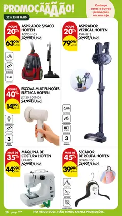 Pré-visualização Pingo Doce Poupe este Fim de Semana válido de 22.05.2026 | Página: 20 | Produtos: USB, Secador, Aspirador, Máquina de costura