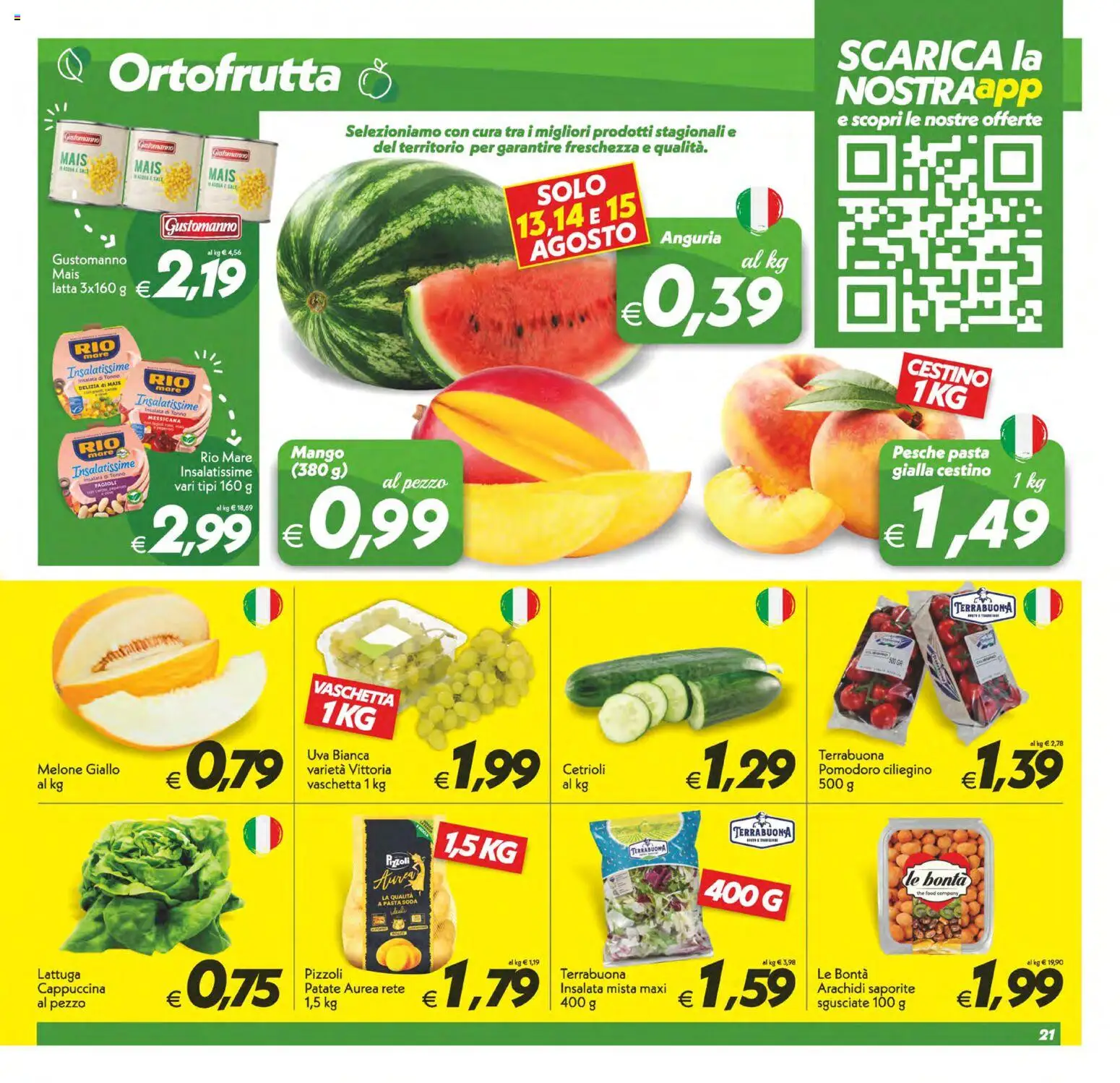 Volantino SuperConveniente del 11/08/2026 | Pagina: 21 | Prodotti: Cetrioli, Pomodoro, Anguria, Mais