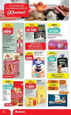 Auchan akciós újság Szeged - amely érvényes a következő dátumtól: 07.05.2026 | Oldal: 48 | Termékek: Macskaeledel, Kutyaeledel, Whiskas, Joghurt