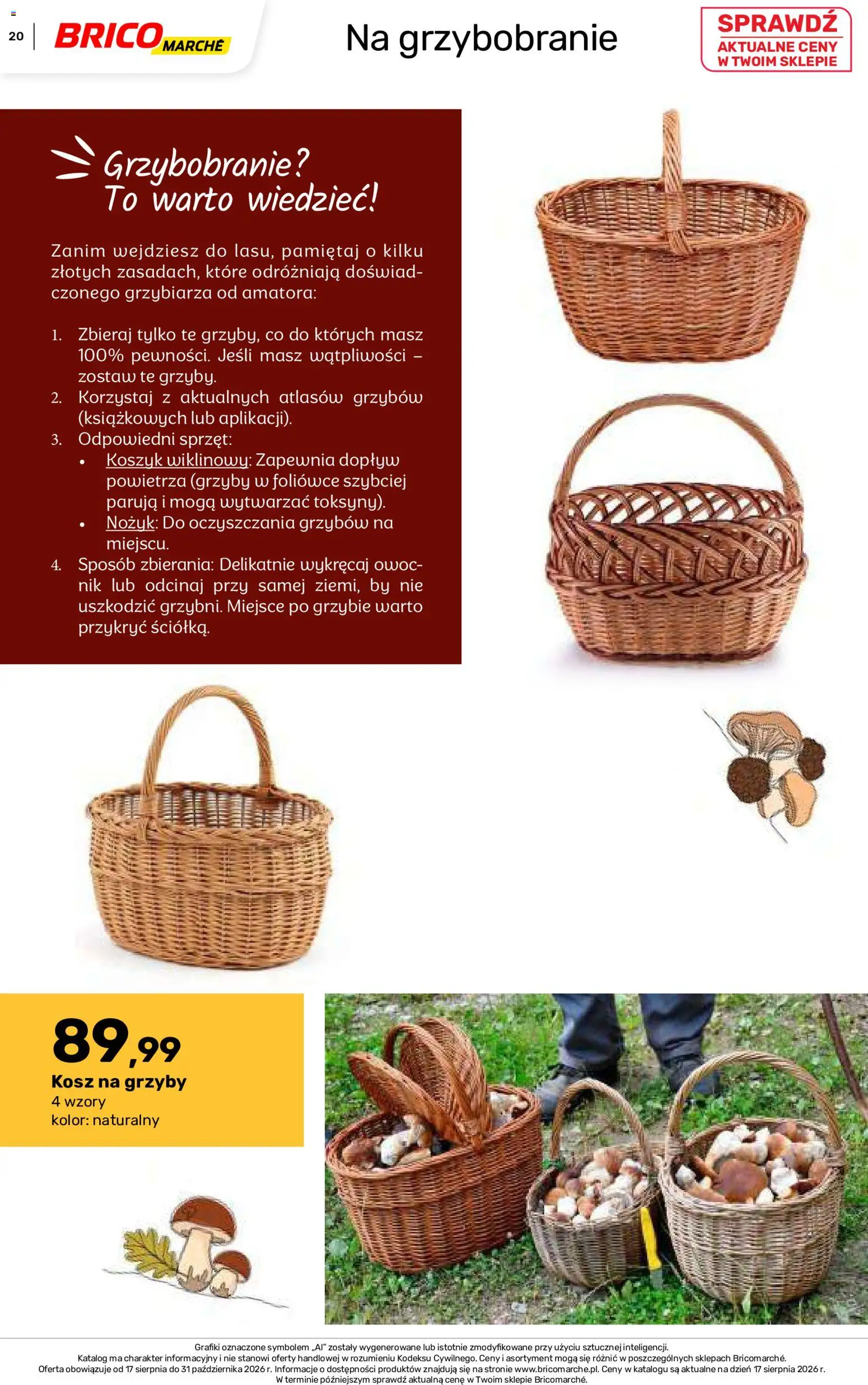 Brico Marché gazetka - Jesienne Inspiracje od 17.08.2026 | Strona: 20 | Produkty: Grzyby, Nożyk, Kosz