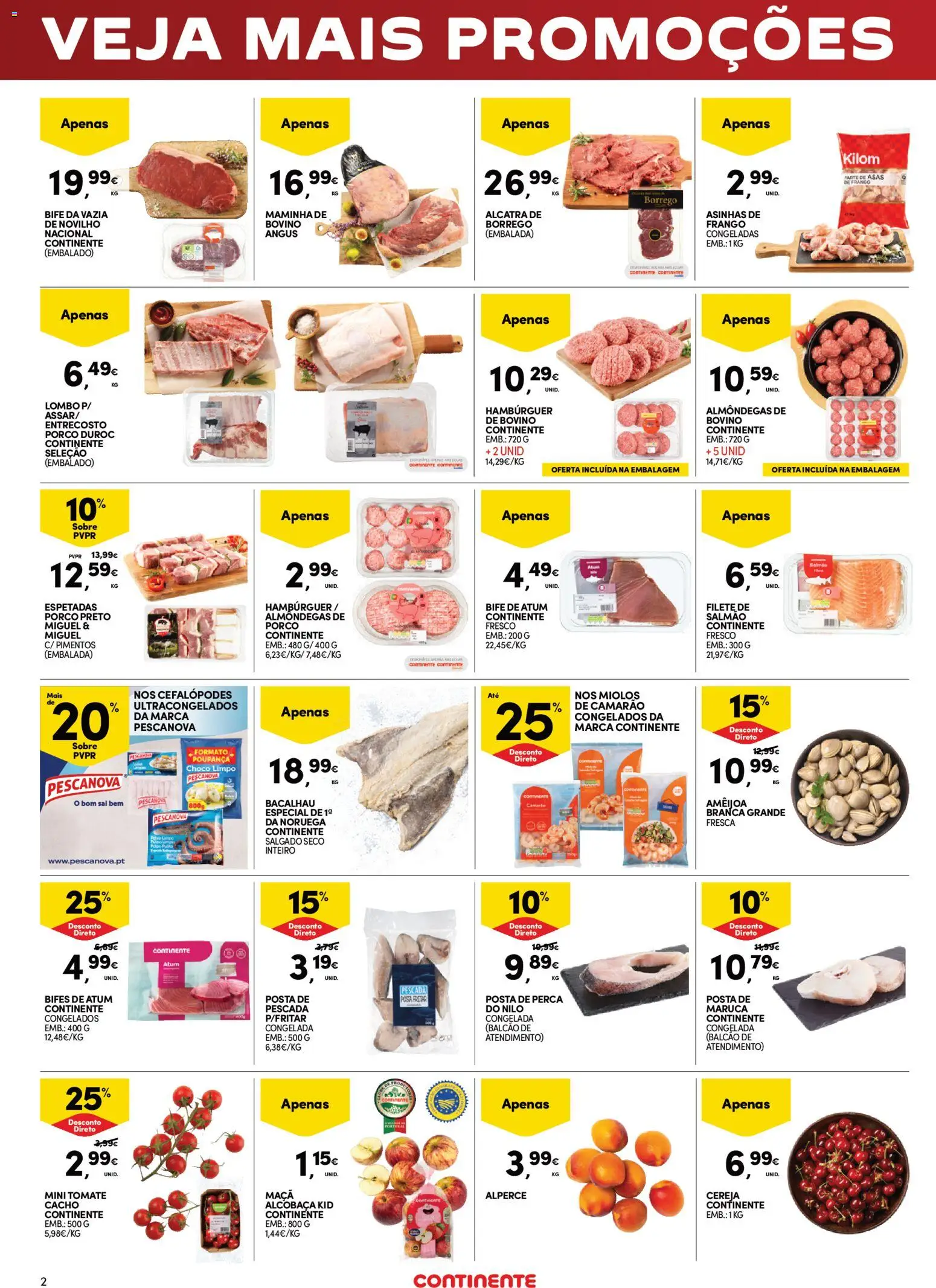 Continente Fim de Semana à Continente │ válido de 22.05.2026 | Página: 2 | Produtos: Bacalhau, Pescada, Cereja, Lombo