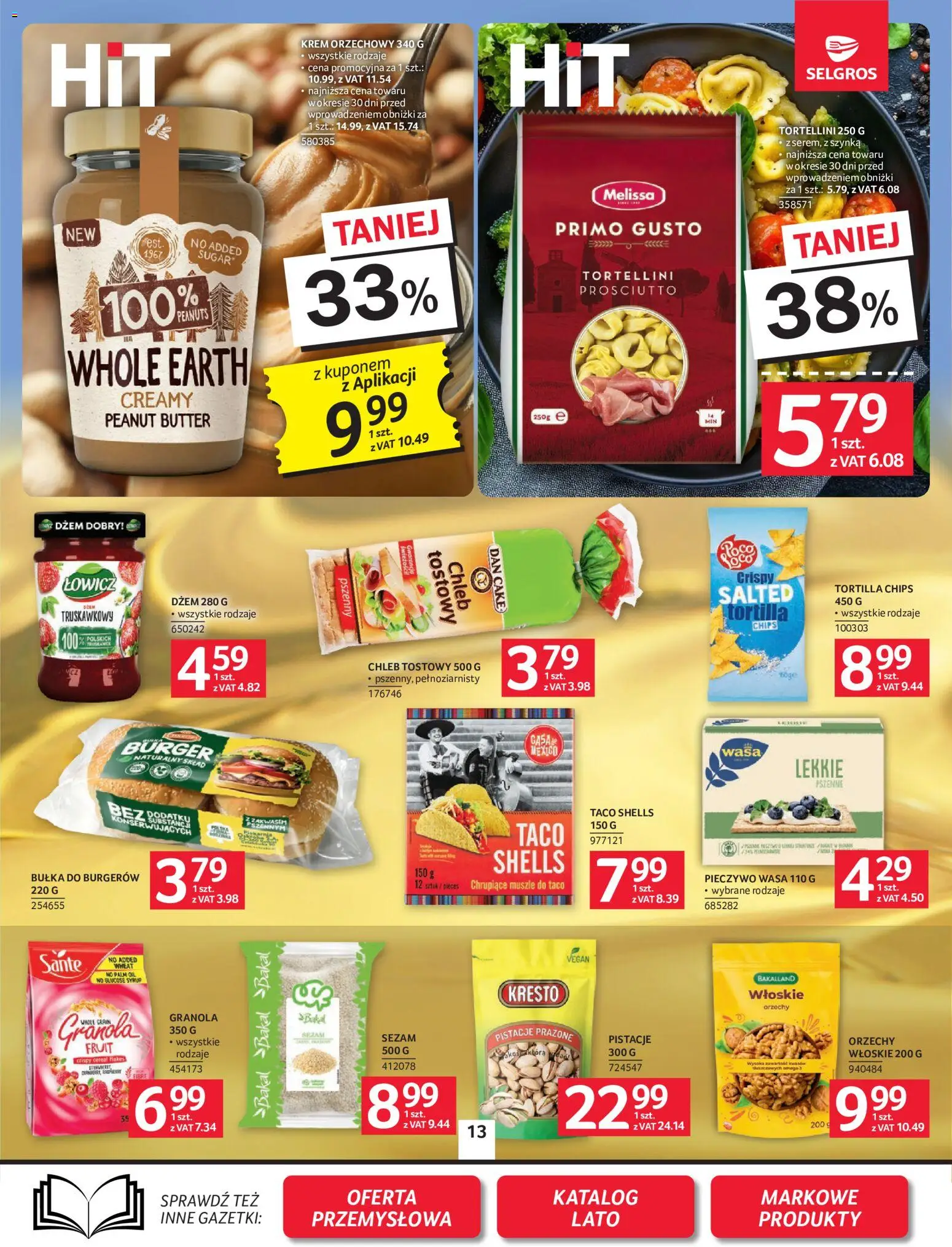 Selgros cash&carry gazetka od 16.07.2026 | Strona: 13 | Produkty: Pieczywo, Krem orzechowy, Chleb tostowy, Dżem