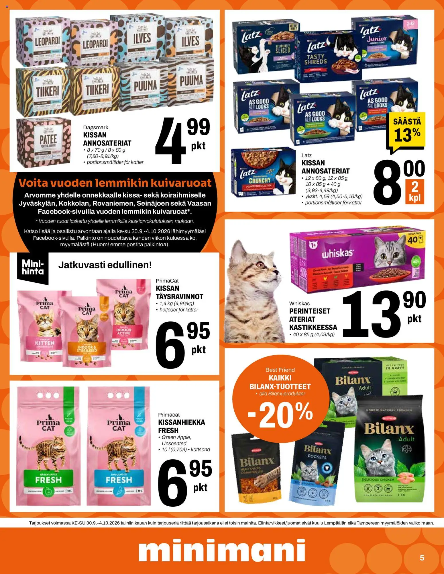 Minimani tarjoukset – voimassa 30/09/2026 alkaen | Sivu: 5 | Tuotteet: Kissanhiekka