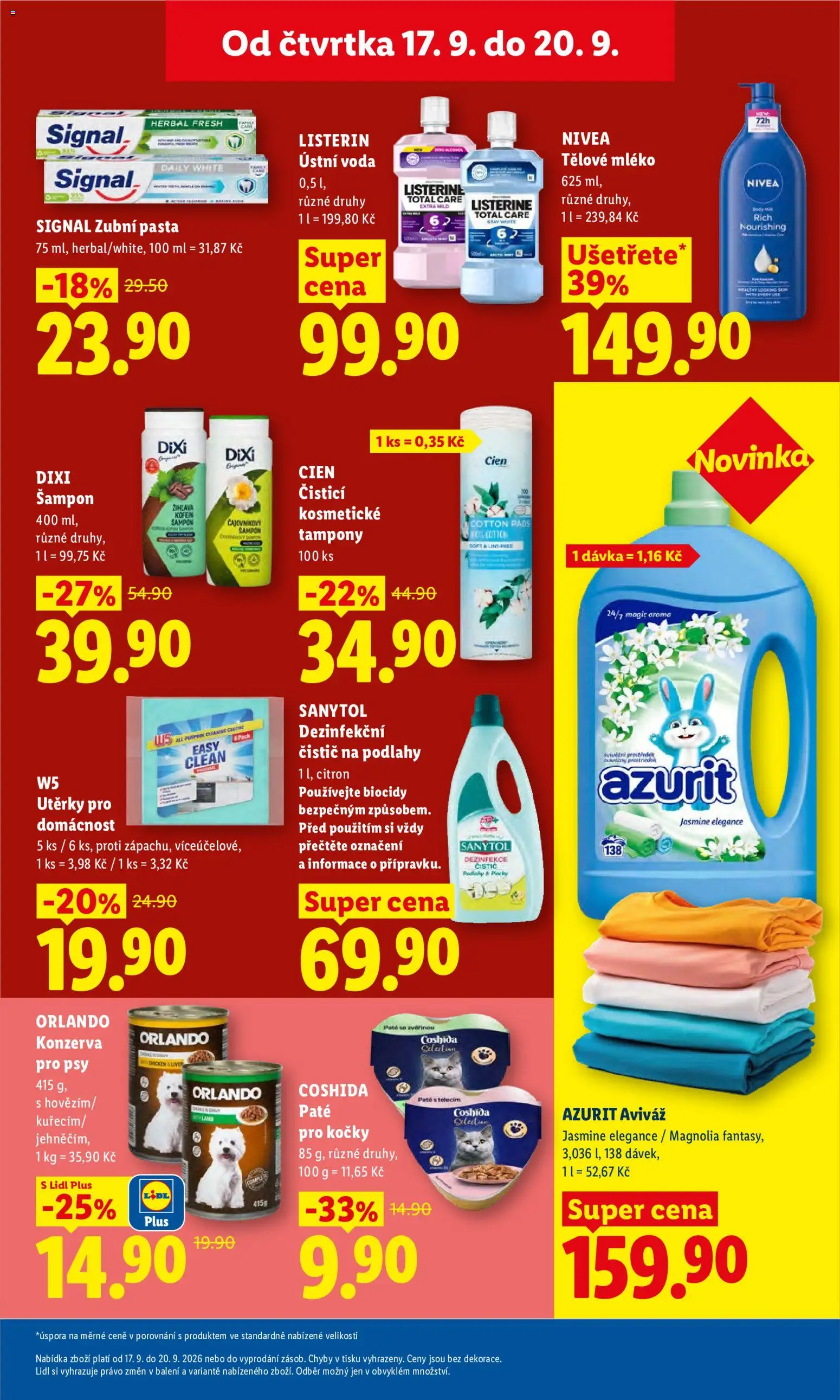 Lidl leták od 17.09.2026 | Strana: 22 | Produkty: Tělové mléko, Ústní voda, Voda, Body