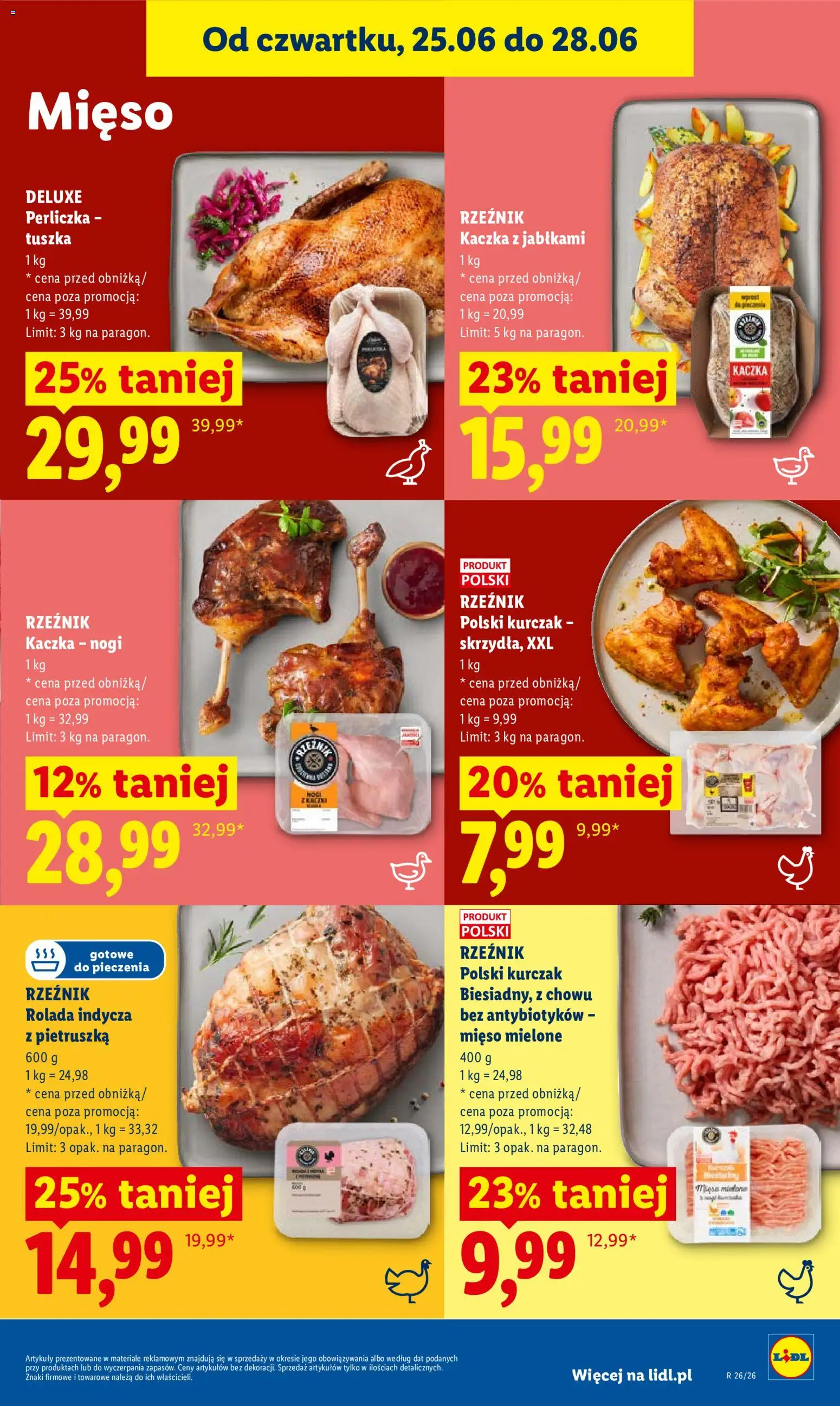 Lidl gazetka od 25.06.2026 | Strona: 45 | Produkty: Kurczak, Rolada, Kaczka, Mięso mielone