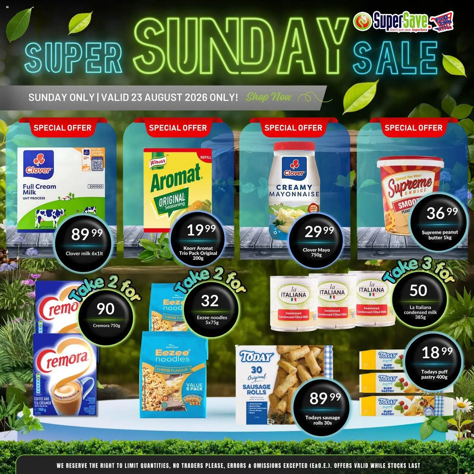 New Super Save catalogue – valid from 23/08/2026 | Page: 3 | Products: Milk, Condensed milk, Coffee, Pastry
