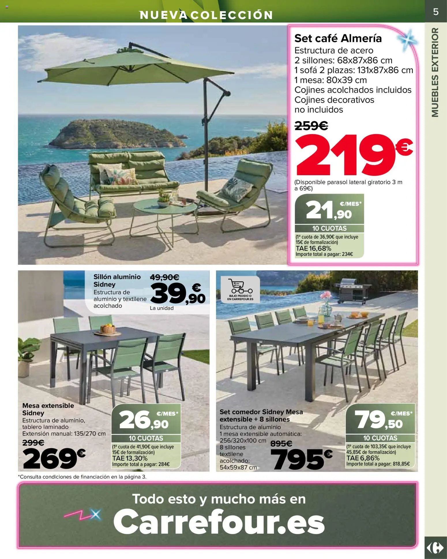 Carrefour Jardin │ válido desde el 14.04.2026 | Página: 5 | Productos: Mesa extensible, Muebles, Sofá, Mesa