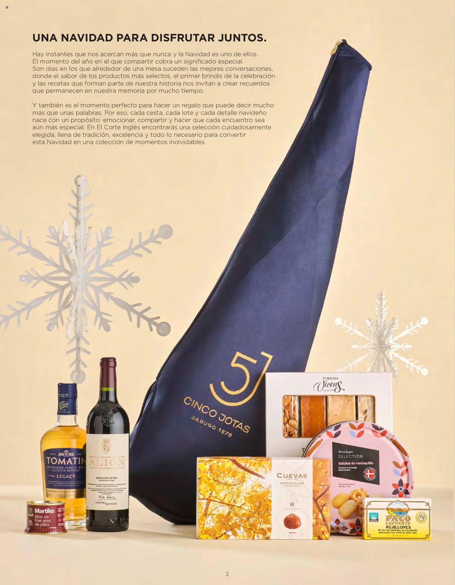 El Corte Inglés Cestas Navidad 2026 │ válido desde el 08/10/2026 | Página: 2 | Productos: Aceite, Galletas, Whisky, Mesa