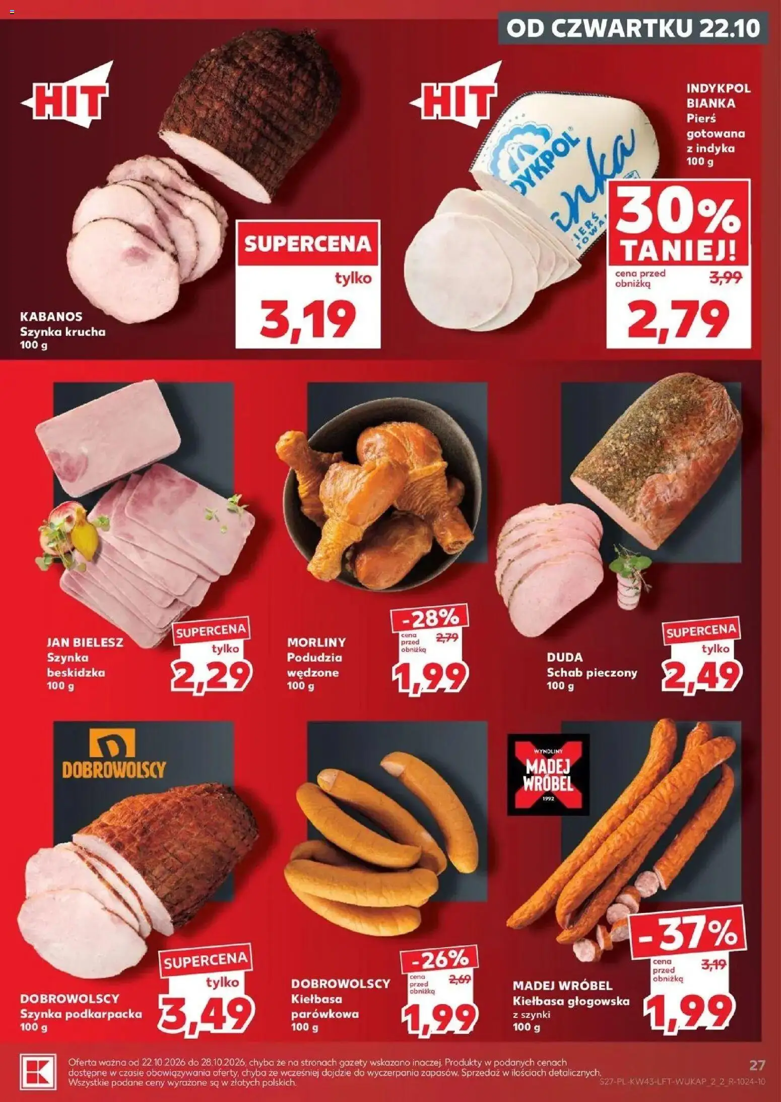 Kaufland aktualna gazetka od 22.10.2026 - od jutra PDF | Strona: 27 | Produkty: Gazety, Szynka, Kabanos, Schab pieczony