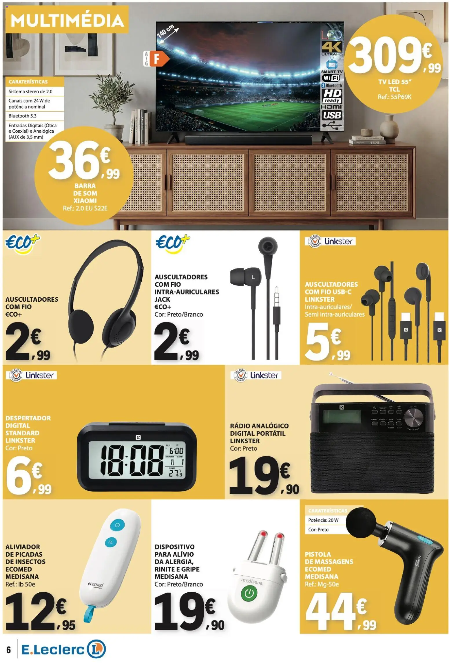 E.Leclerc folheto Não Alimentar │ válido de 16/07/2026 | Página: 6 | Produtos: Rádio, Despertador, Tv led
