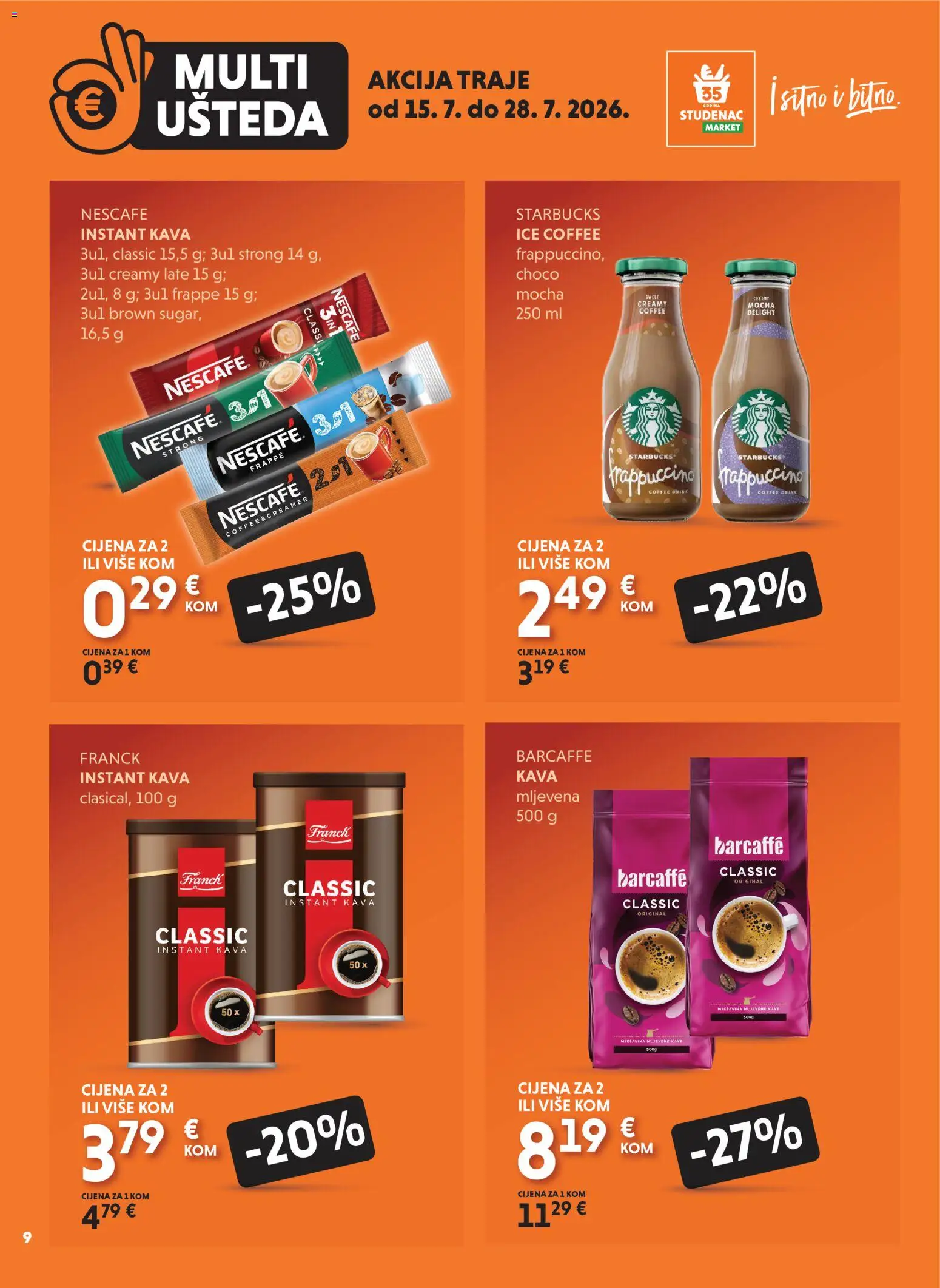 Studenac katalog | vrijedi od 15.07.2026 | Stranica: 9 | Proizvodi: Nescafe, Kava, Barcaffe