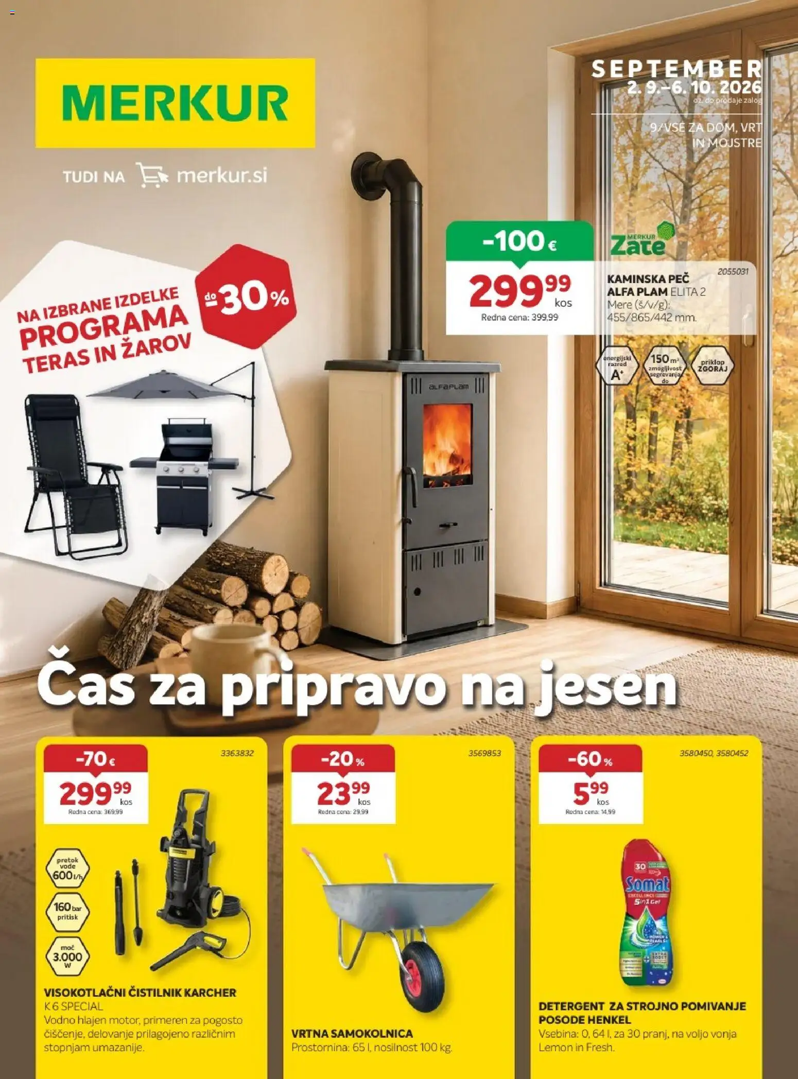 Novi Merkur katalog ponudbe – veljaven od 02.09.2026 | Stran: 1 | Izdelki: Detergent, Samokolnica, Visokotlačni čistilnik
