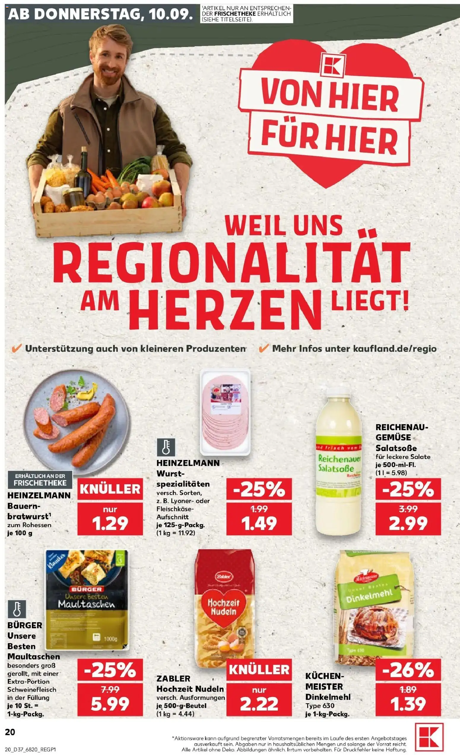 Kaufland Prospekt Überlingen – gültig ab 10.09.2026 | Seite: 20 | Produkte: Spezialitäten, Wurst, Nudeln, Kuchen