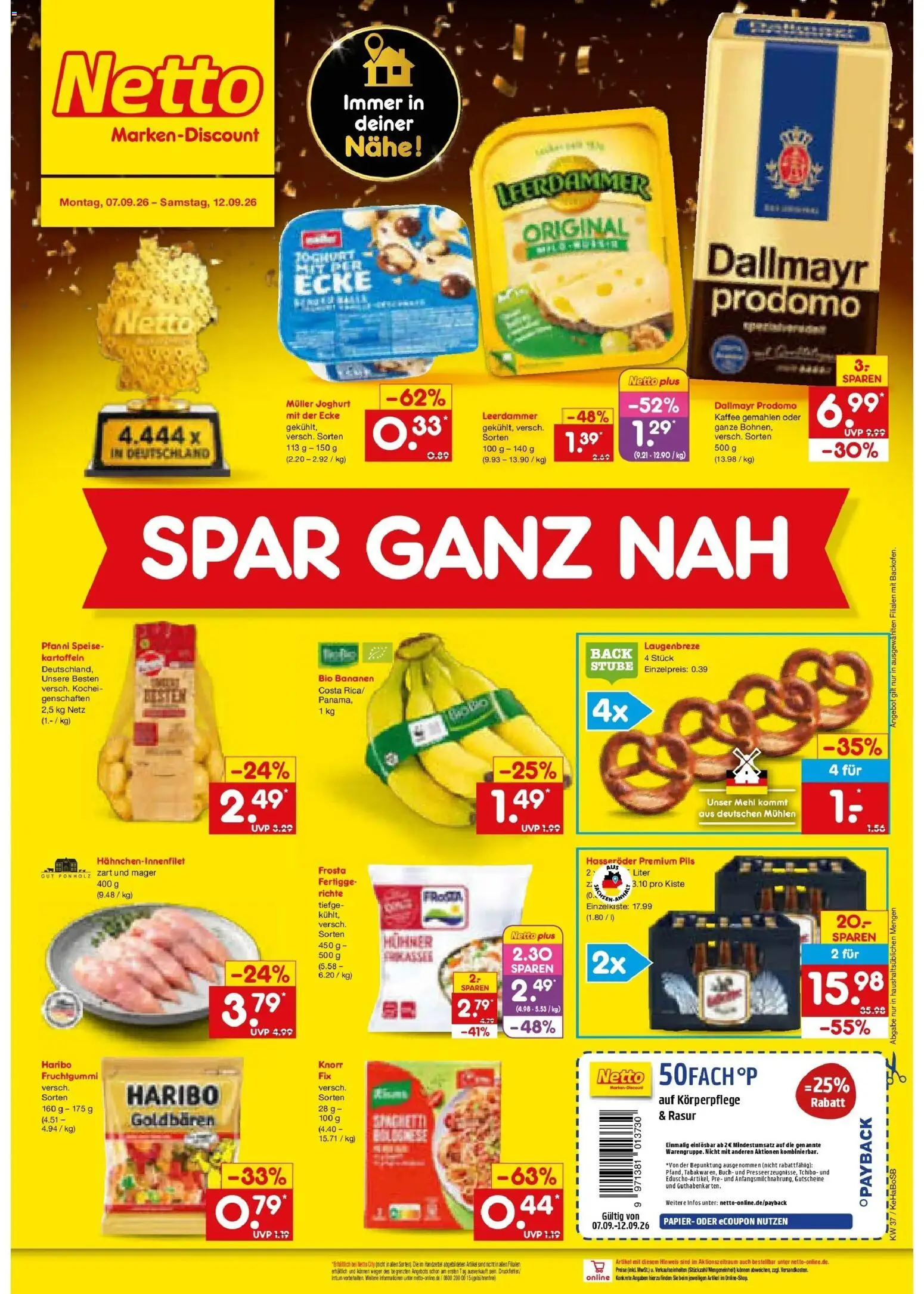 Netto Marken-Discount Prospekt Bochum – gültig ab 07.09.2026 | Seite: 1 | Produkte: Haribo, Joghurt, Leerdammer, Hasseröder