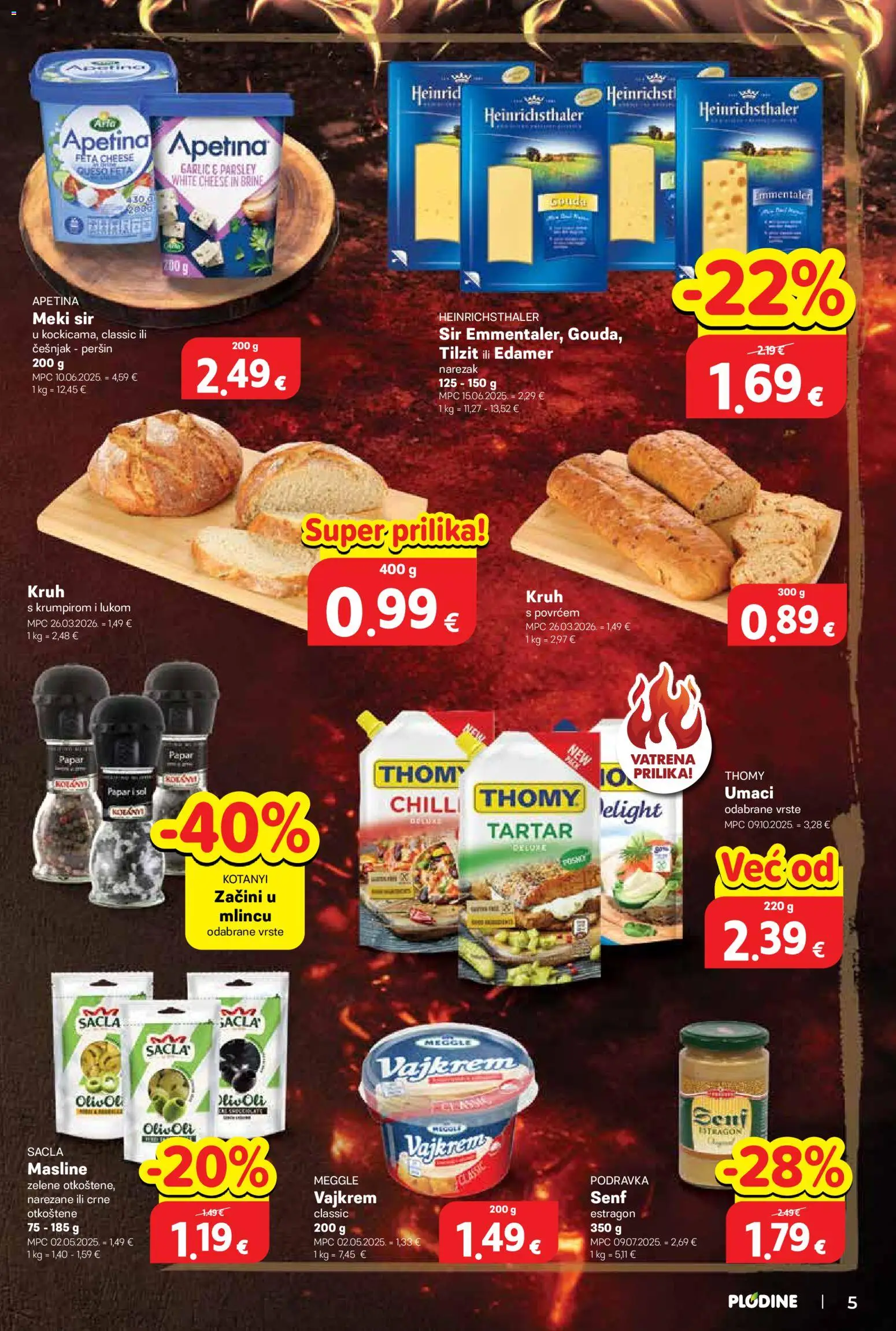 Plodine katalog | vrijedi od 29.04.2026 | Stranica: 5 | Proizvodi: Feta, Sir, Podravka, Narezak