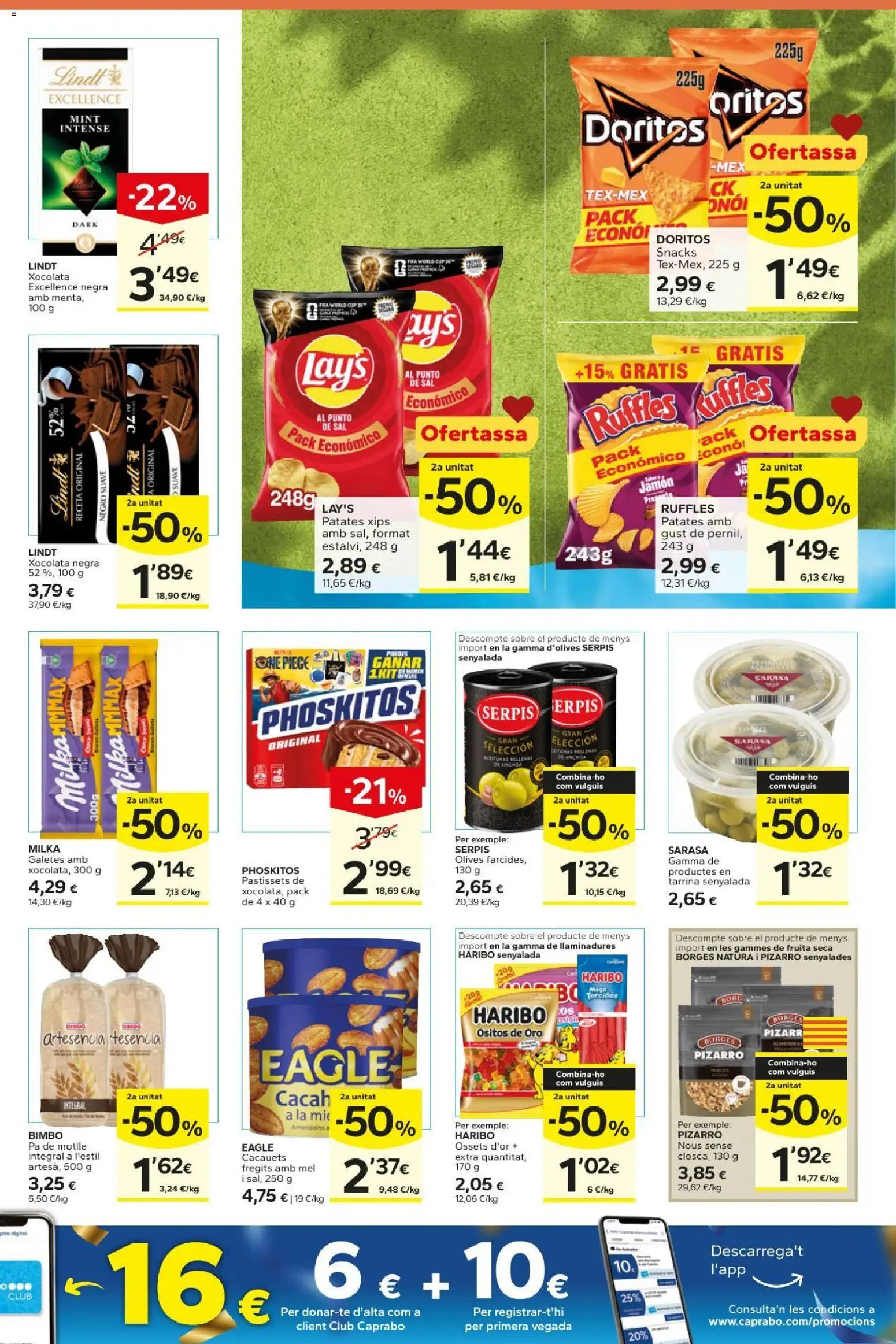 Caprabo folleto │ válido desde el 13/08/2026 | Página: 13 | Productos: Snacks, Lindt, Almendras, Anchoa