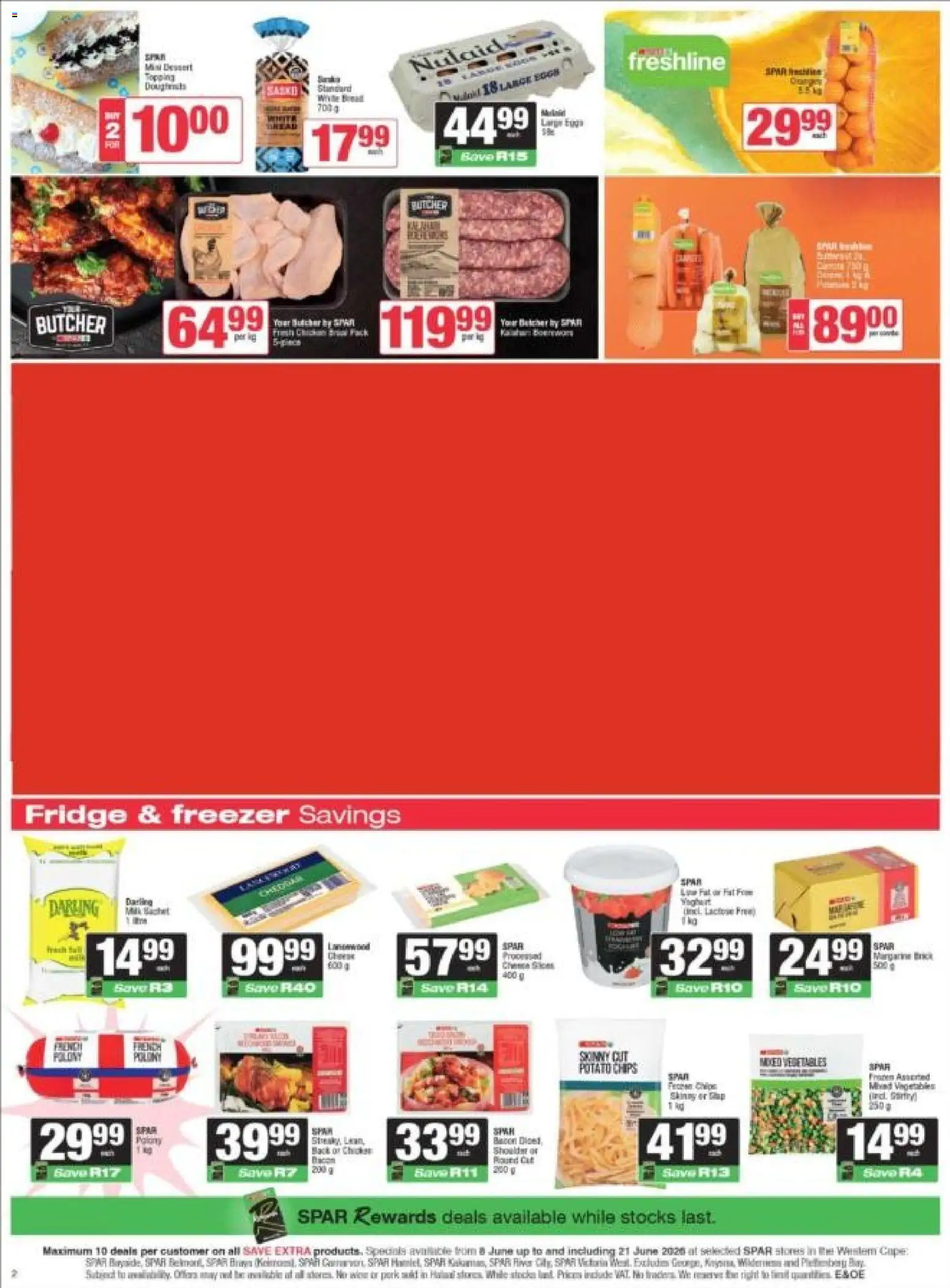 New Spar catalogue – valid from 08.06.2026 | Page: 2 | Products: Freezer, Fridge, Vegetables, Bacon