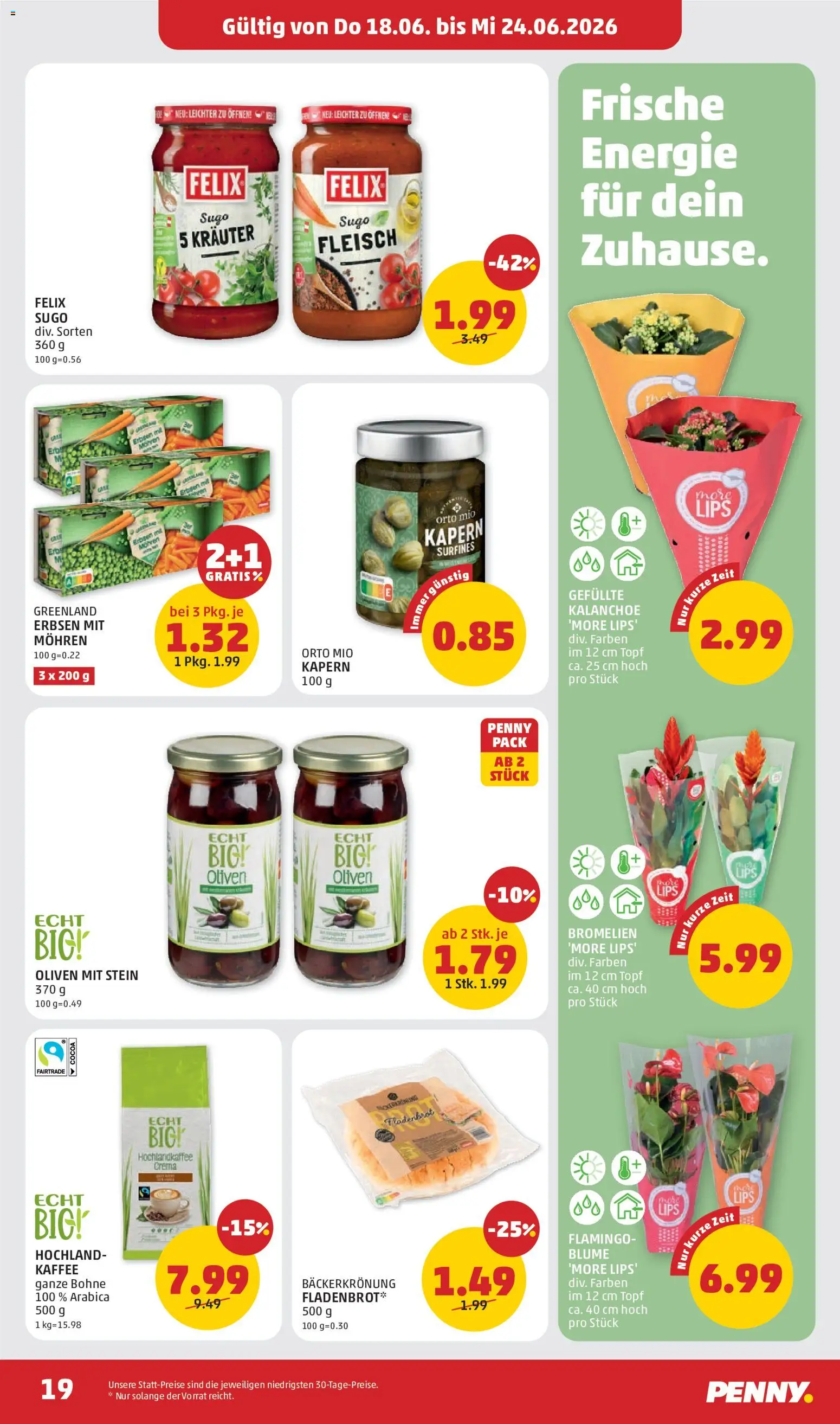 Penny Markt Schmankerl Post gültig ab 18.06.2026 | Seite: 19 | Produkte: Erbsen, Szeder, Kaffee