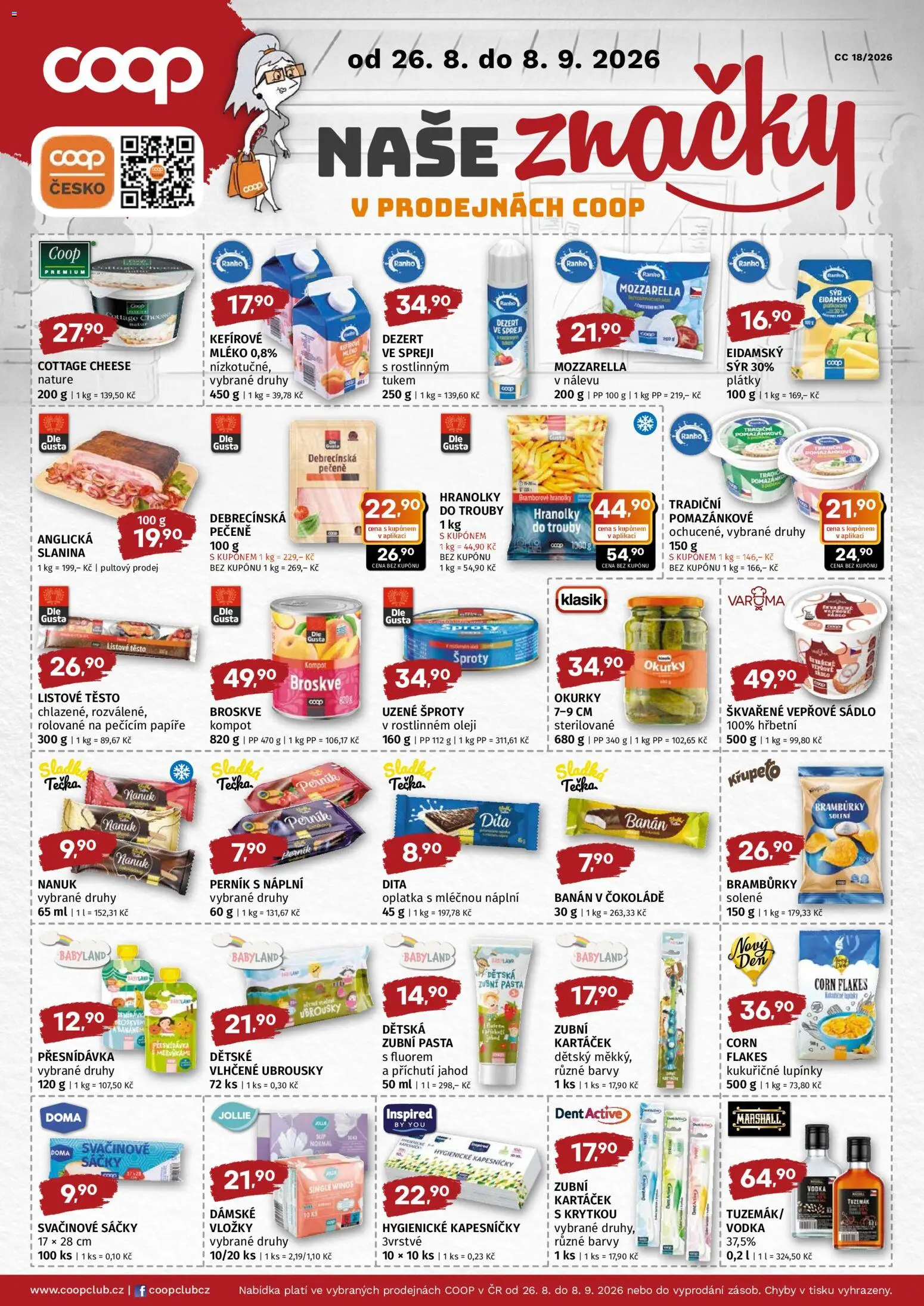 Coop leták - Super cena od 26.08.2026 | Strana: 2 | Produkty: Vlhčené ubrousky, Zubní pasta, Vložky, Listové těsto