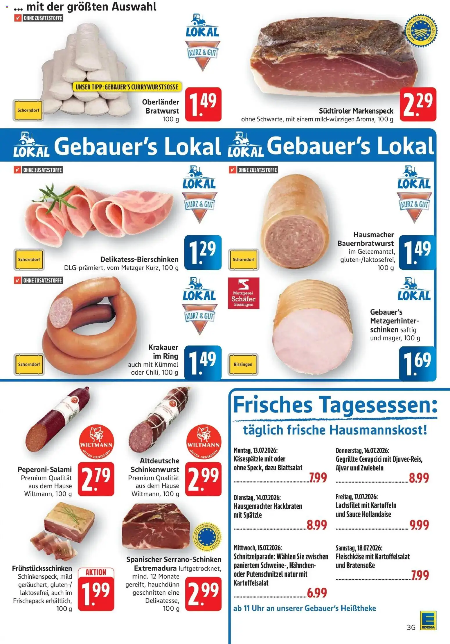 Edeka prospekt Göppingen – gültig ab 13.07.2026 | Seite: 3 | Produkte: Kartoffeln, Zwiebeln, Putenschnitzel, Schinken