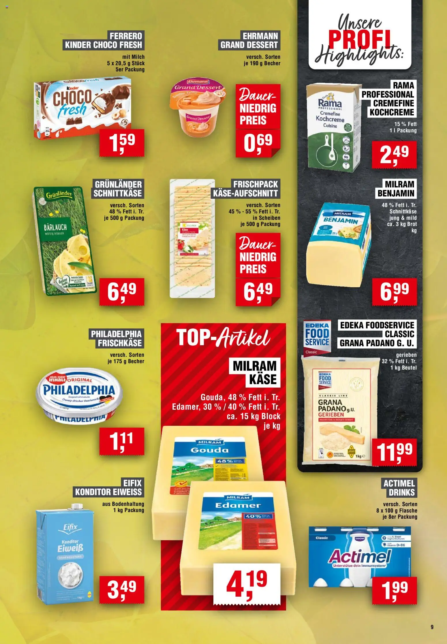 Handelshof Prospekt – gültig ab 05.11.2026 | Seite: 9 | Produkte: Philadelphia, Gouda, Grunlander, Brot