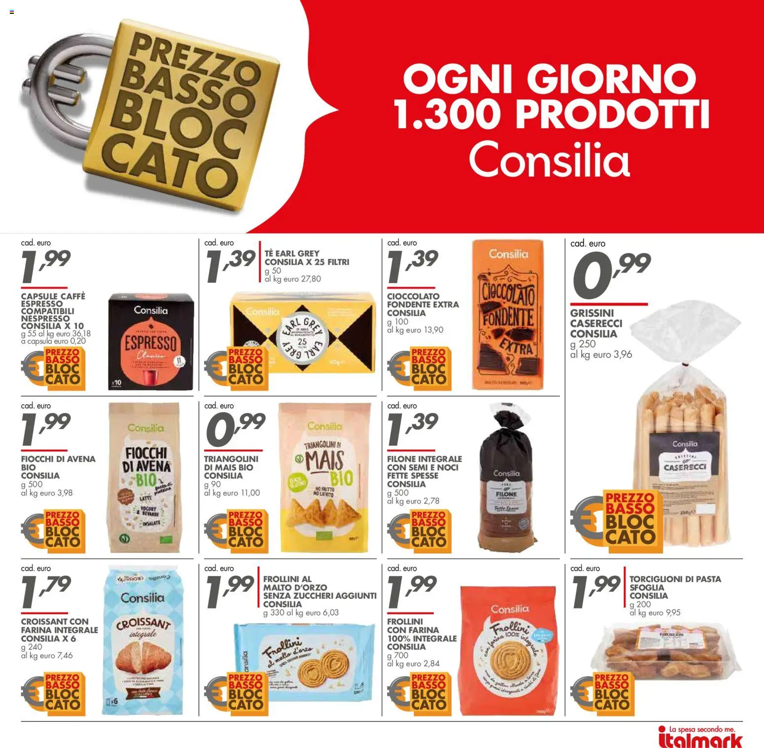Volantino Italmark del 21/10/2026 | Pagina: 22 | Prodotti: Latte, Farina integrale, Grissini, Capsula