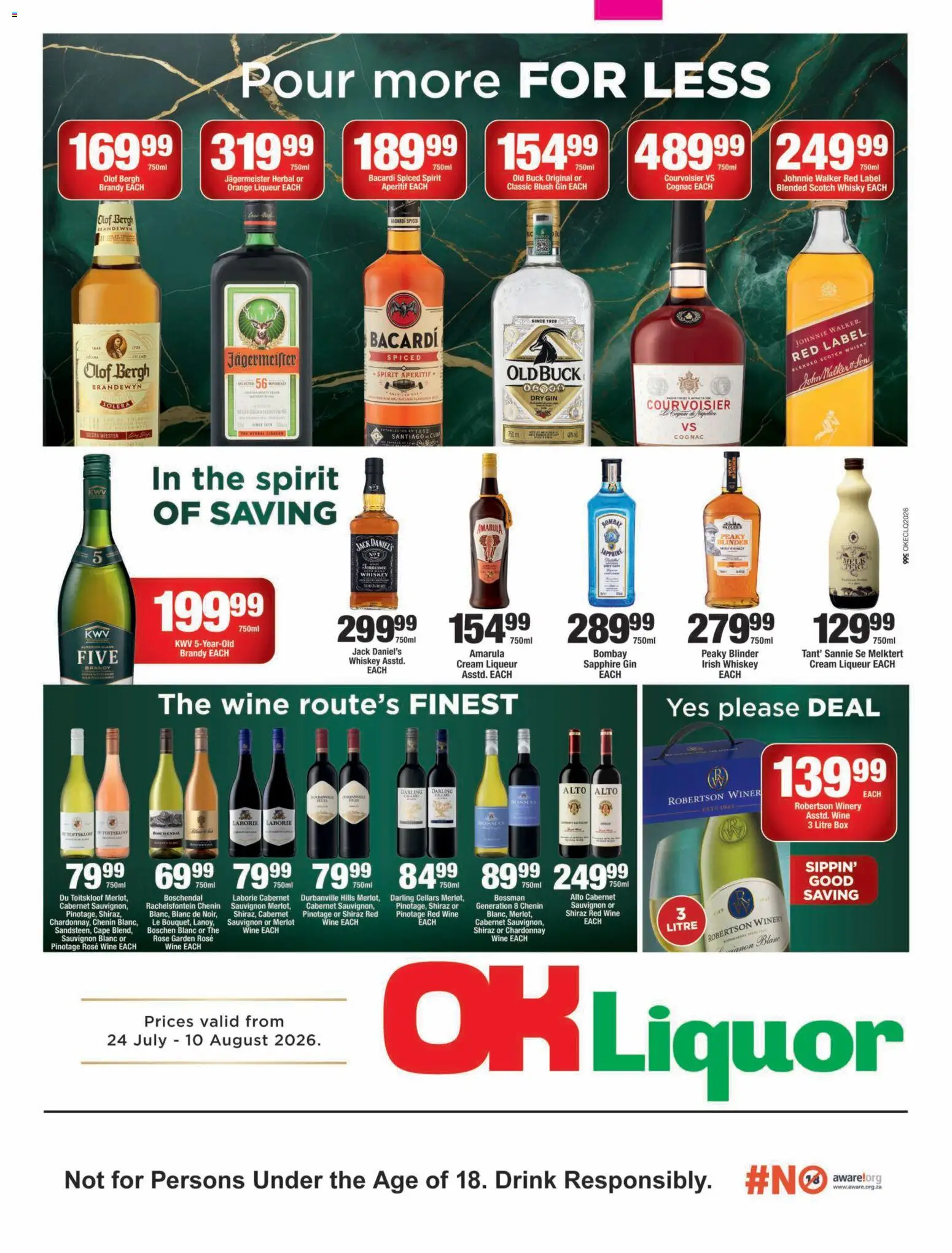 New OK Foods catalogue – valid from 24/07/2026 | Page: 1 | Products: Box, Gin, Whiskey, Ensalada de quino
