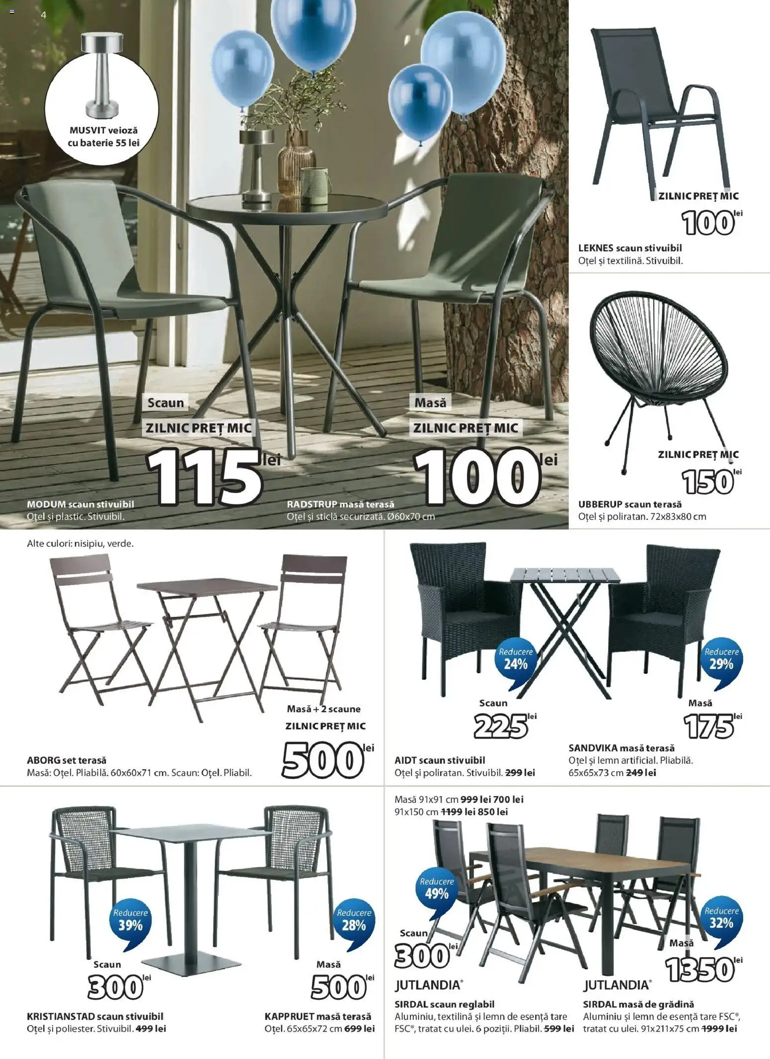 Noul catalog JYSK – valabil de la 25.03.2026 | Pagină: 4 | Produse: Masă, Scaun, Baterie, Veioză