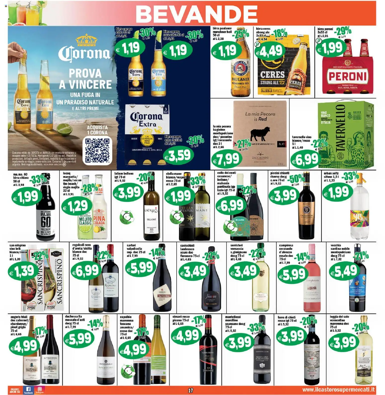 Volantino Il Castoro del 12/08/2026 | Pagina: 17 | Prodotti: Birra, Vino, Ceres, Birra Peroni