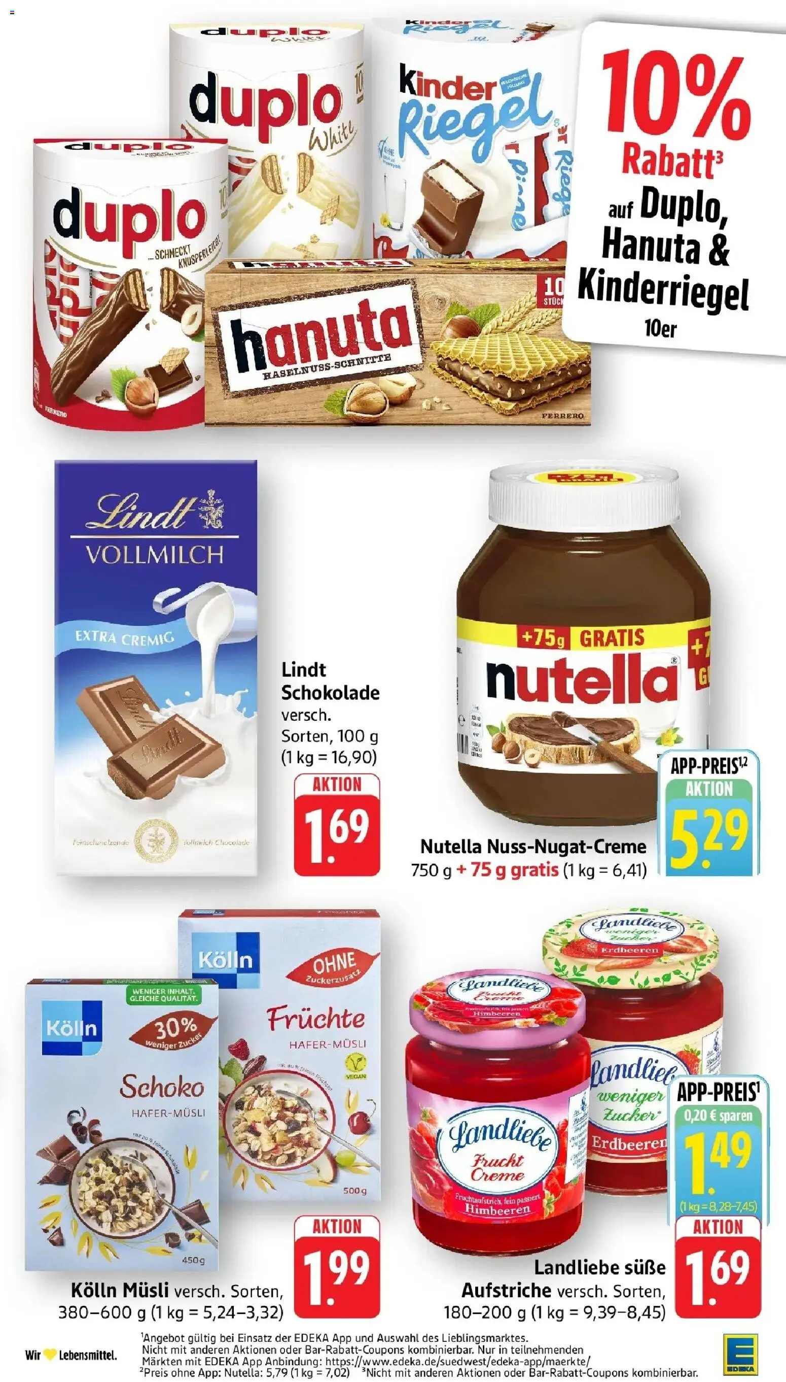 Edeka prospekt Ludwigshafen – gültig ab 22.06.2026 | Seite: 23 | Produkte: Kolln musli, Schokolade, Kinder riegel, Nutella
