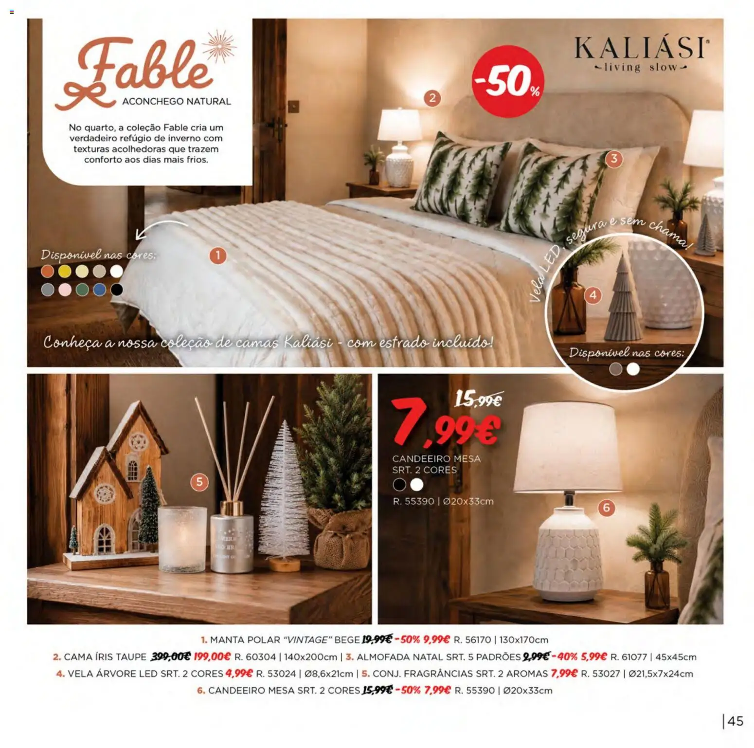 Espaço Casa Catálogo de Natal 2026 │ válido de 06/10/2026 | Página: 45 | Produtos: Candeeiro, Cama, Almofada, Mesa