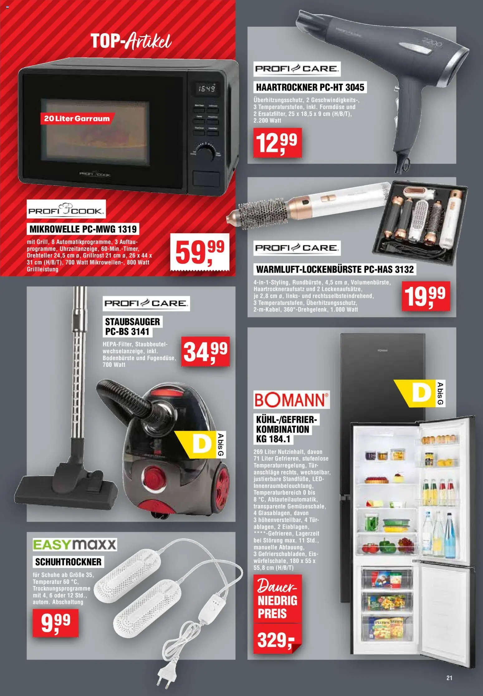Handelshof Prospekt – gültig ab 24.09.2026 | Seite: 21 | Produkte: Staubsauger, Haartrockner, Tür, Eis