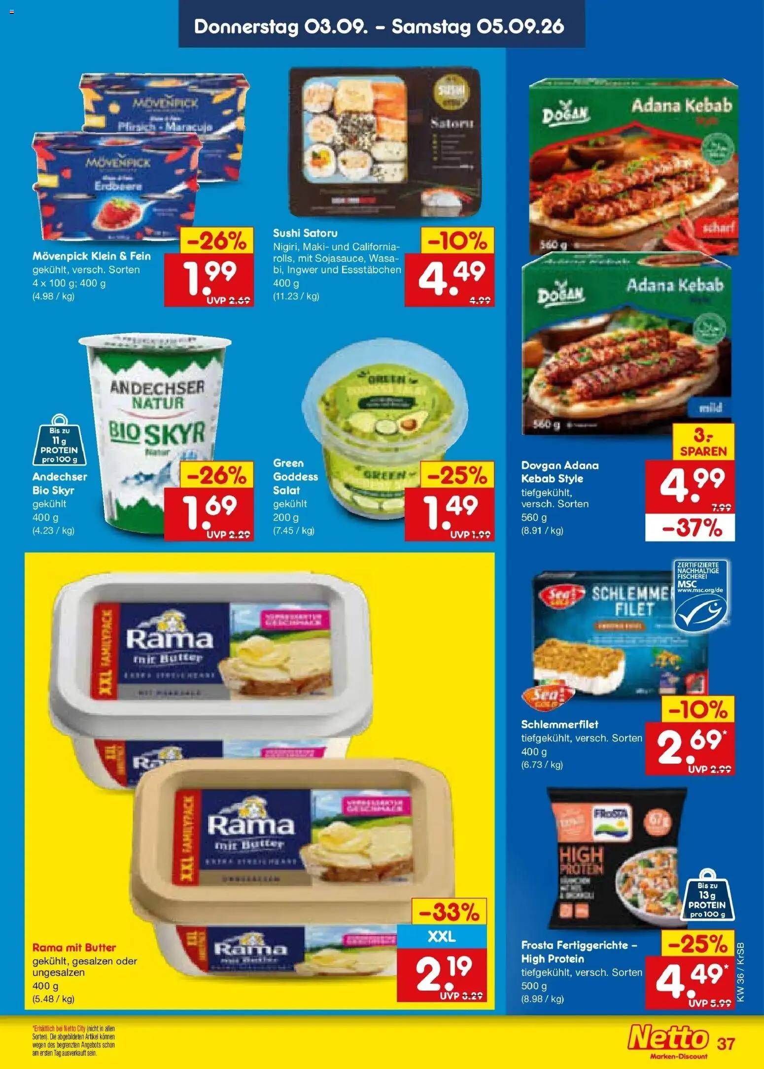 Netto Marken-Discount Prospekt Jüchen – gültig ab 31.08.2026 | Seite: 49 | Produkte: Rama, Butter, Skyr, Fertiggerichte
