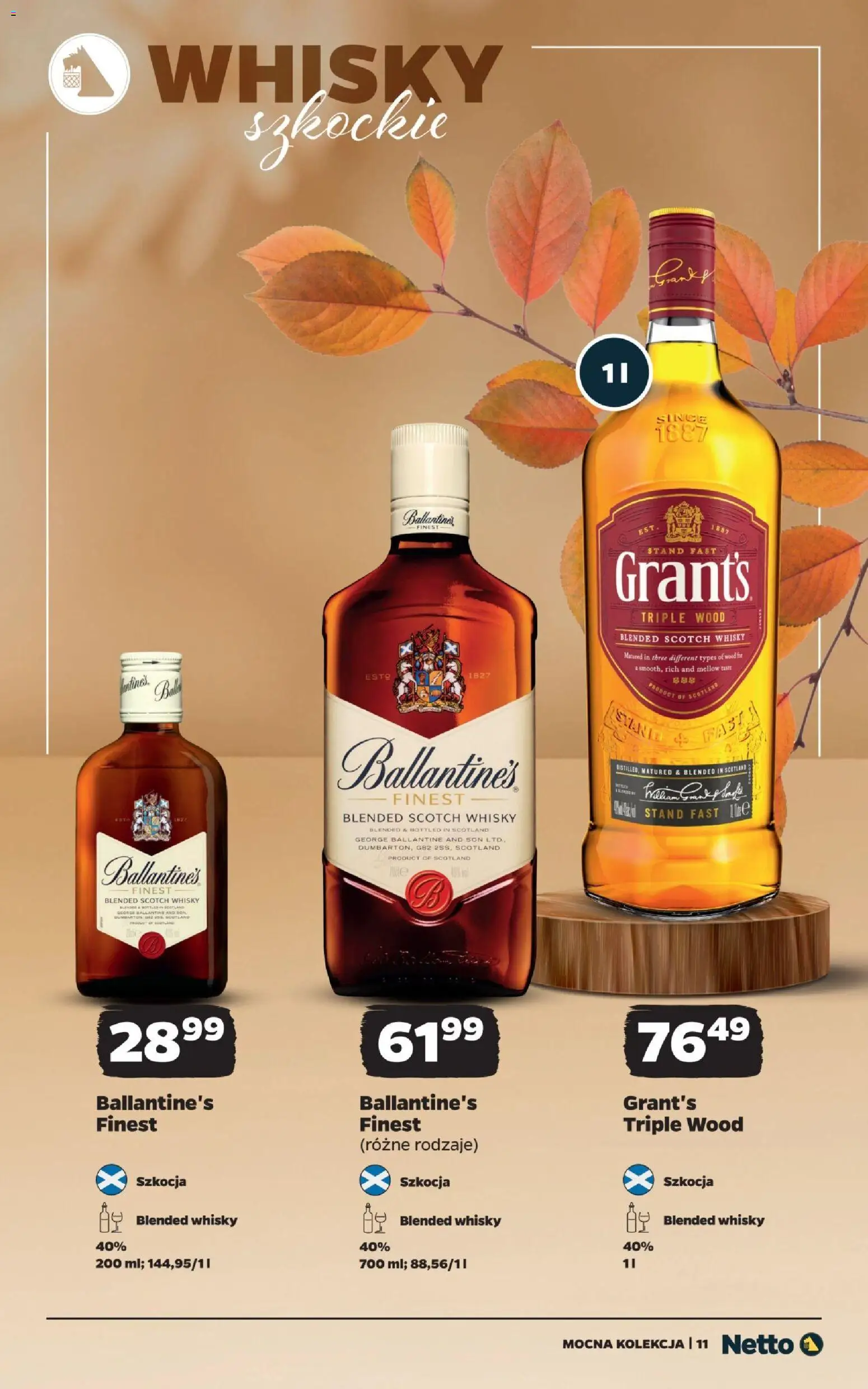Netto gazetka - Mocne alkohole od 25.10.2026 | Strona: 11 | Produkty: Scotch whisky, Blended whisky, Ballantines, Whisky