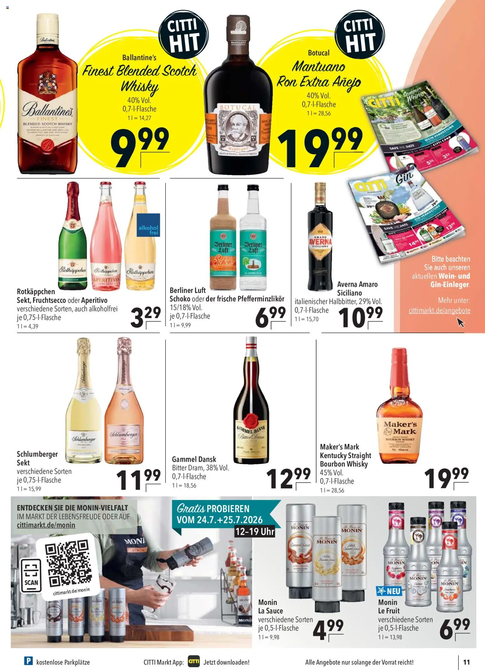 CITTI Markt Prospekt – gültig ab 22.07.2026 | Seite: 11 | Produkte: Berliner, Whisky, Bourbon, Gin