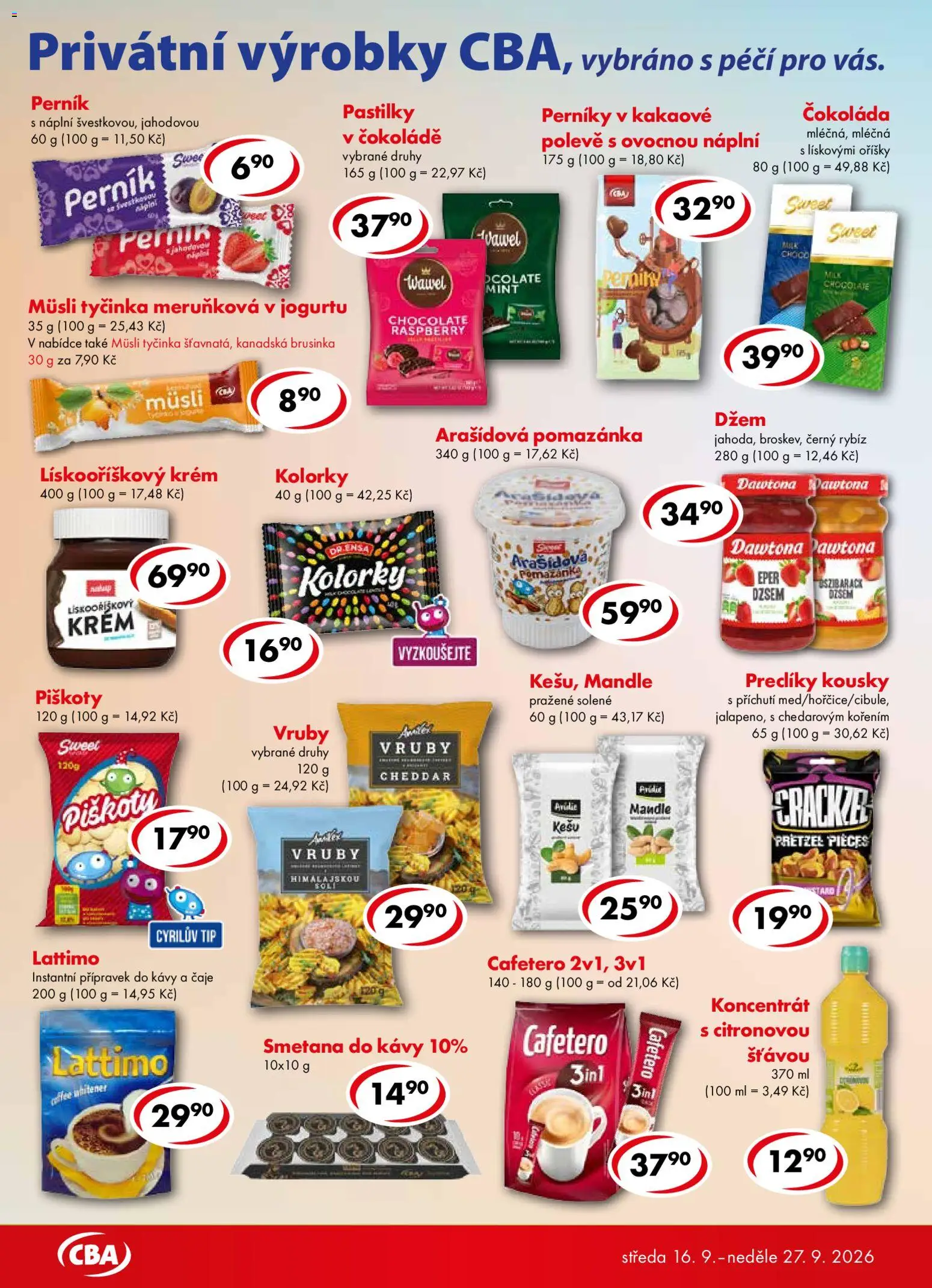 CBA leták od 16.09.2026 | Strana: 4 | Produkty: Džem, Mandle, Müsli, Cheddar