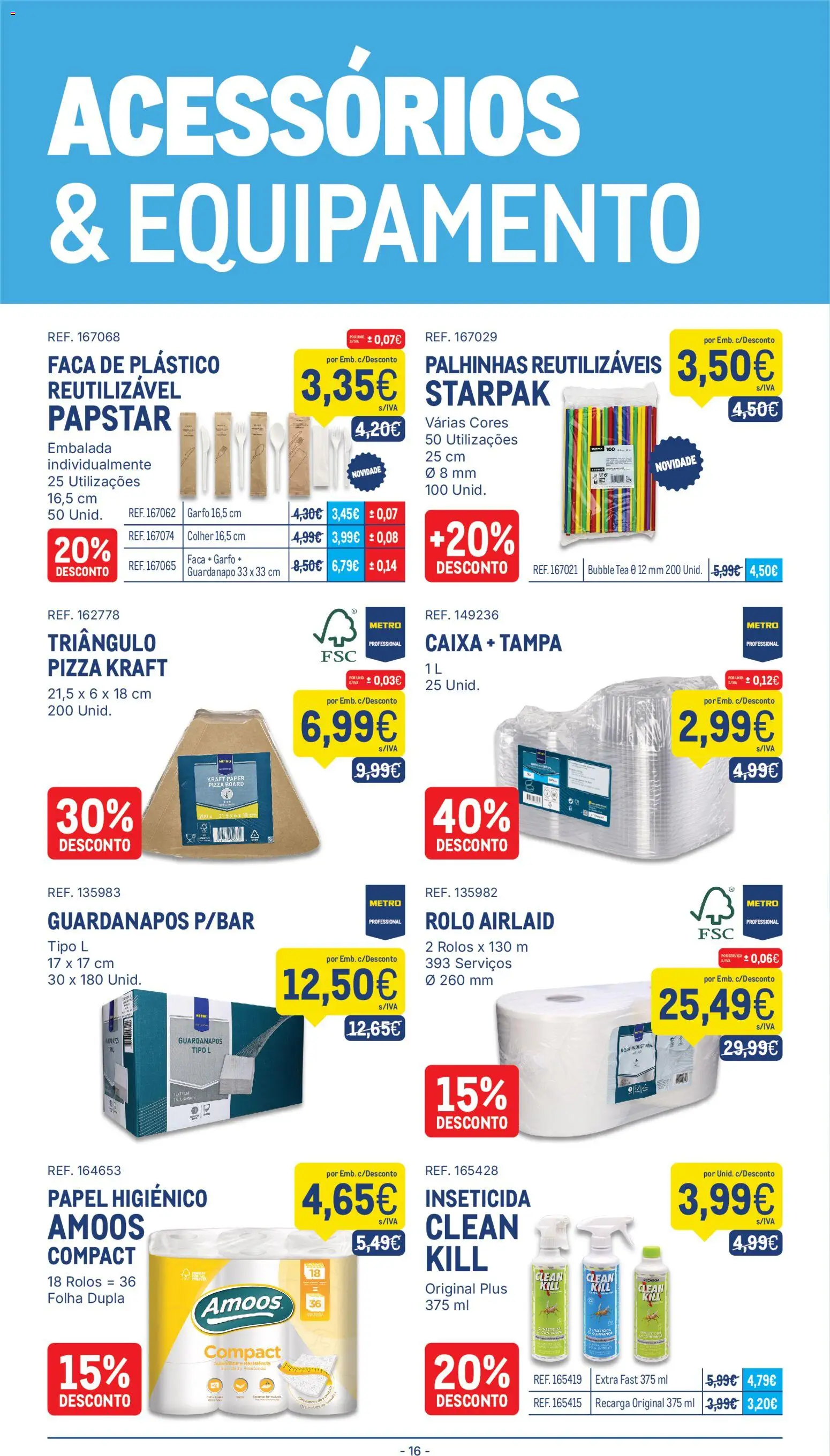 Makro folheto │ válido de 08/09/2026 | Página: 16 | Produtos: Faca, Papel higiénico, Guardanapos, Inseticida