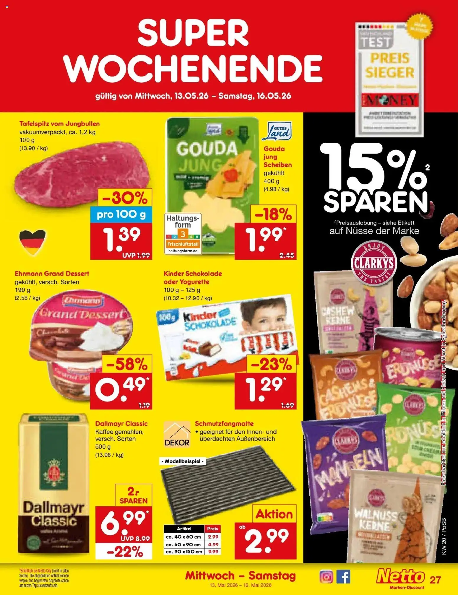 Netto Marken-Discount Prospekt Regensburg	 – gültig ab 10.05.2026 | Seite: 38 | Produkte: Kinder schokolade, Yogurette, Kaffee, Schokolade