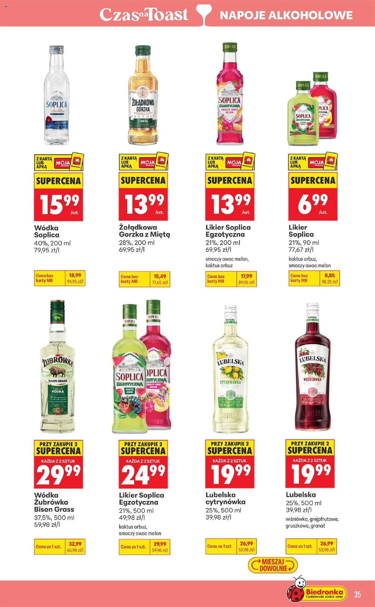 Biedronka gazetka - Czas na toast od 07.09.2026 | Strona: 35 | Produkty: Arbuz, Napoje, Wódka, Wiśniówka