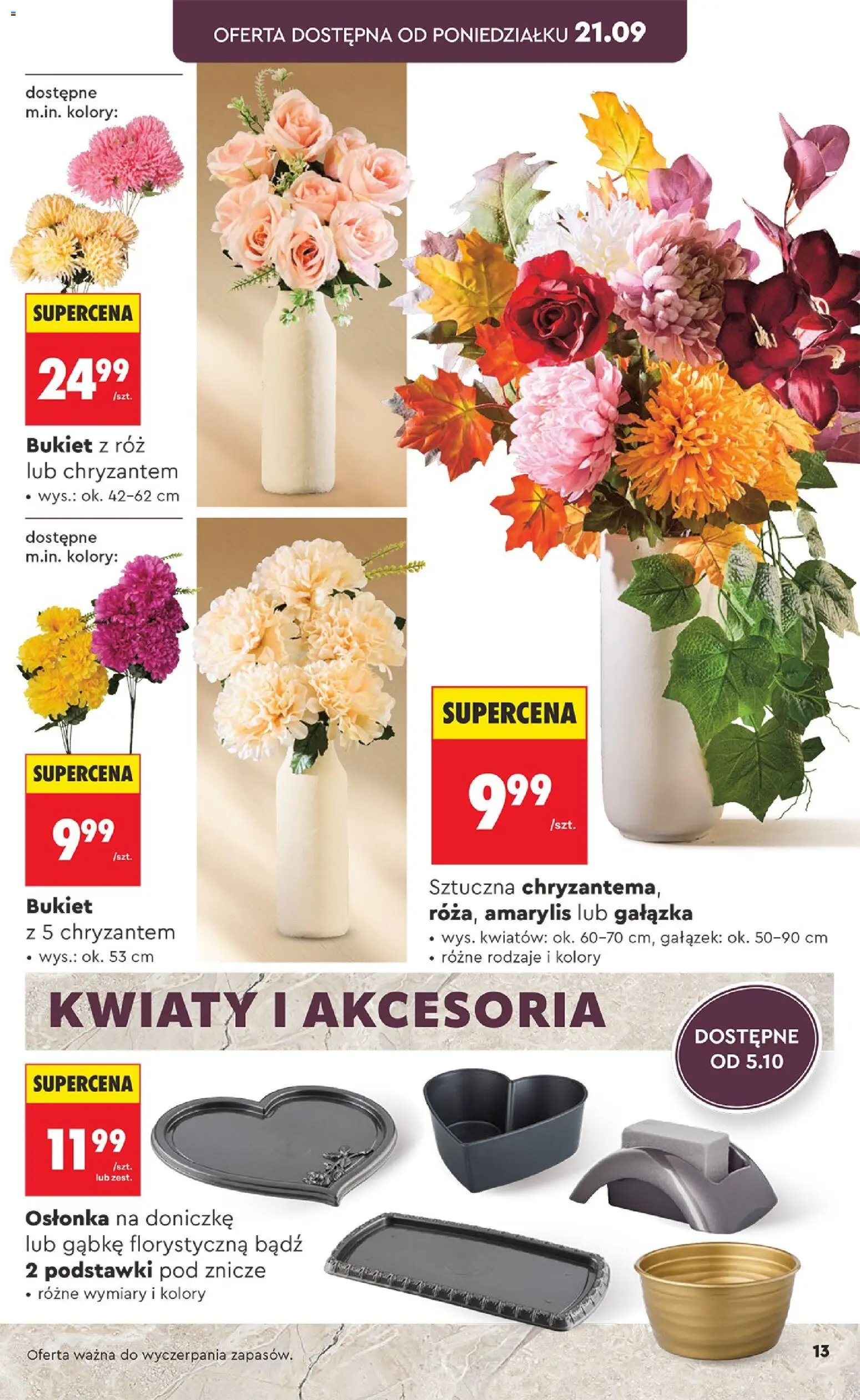 Biedronka gazetka - Znicze od 21.09.2026 | Strona: 13 | Produkty: Amarylis, Znicze, Róż, Kwiaty