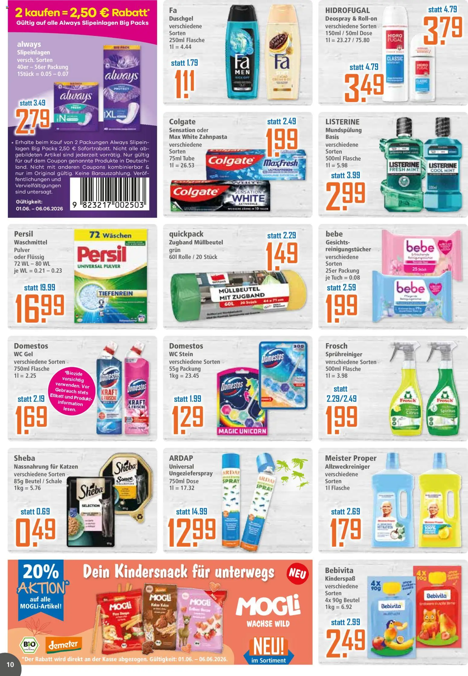Klaas & Kock Prospekt – gültig ab 01.06.2026 | Seite: 10 | Produkte: Duschgel, Reinigungstücher, Deospray, Persil