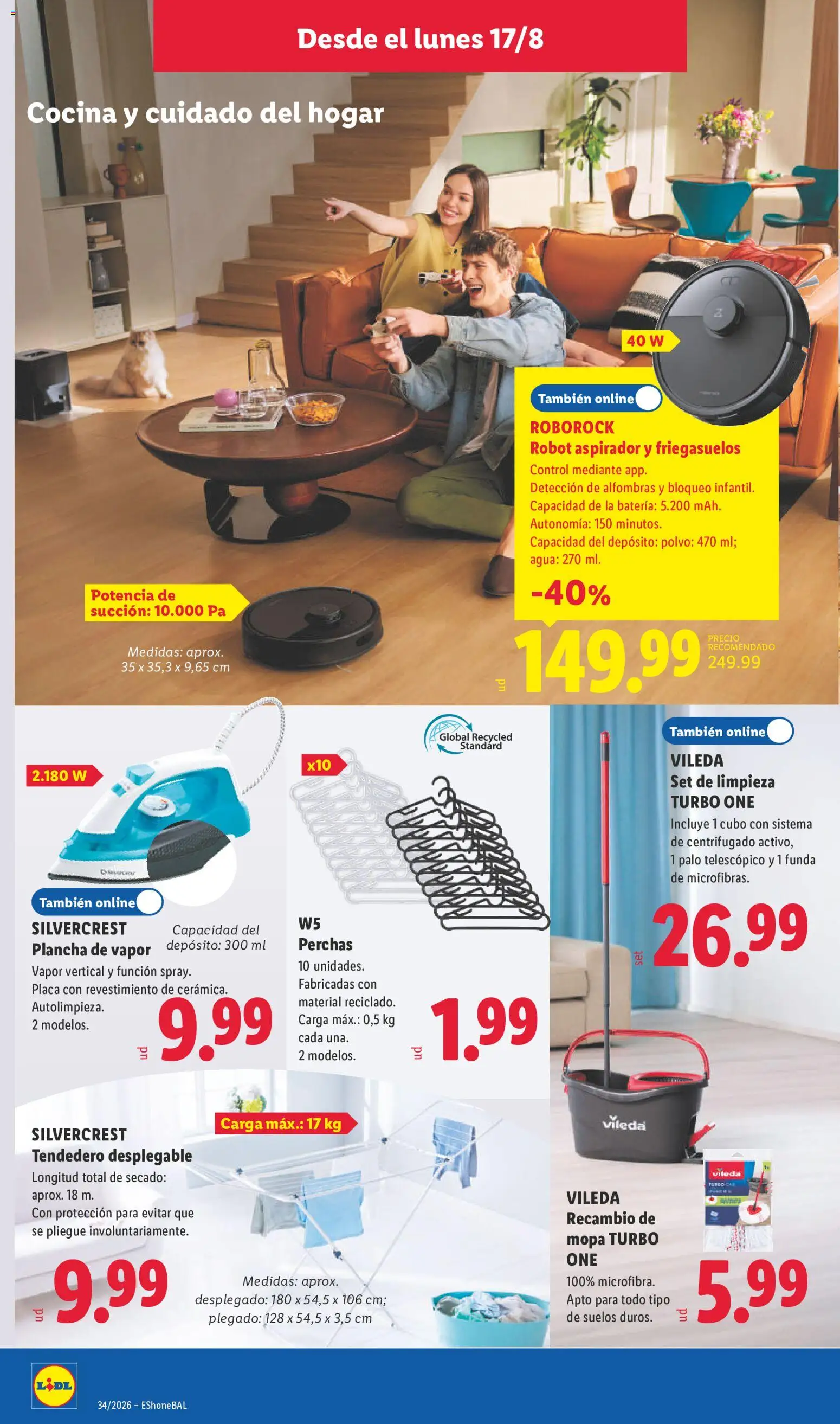 Lidl folleto de bazar │ válido desde el 17/08/2026 | Página: 16 | Productos: Polvo, Tendedero, Aspirador, Batería