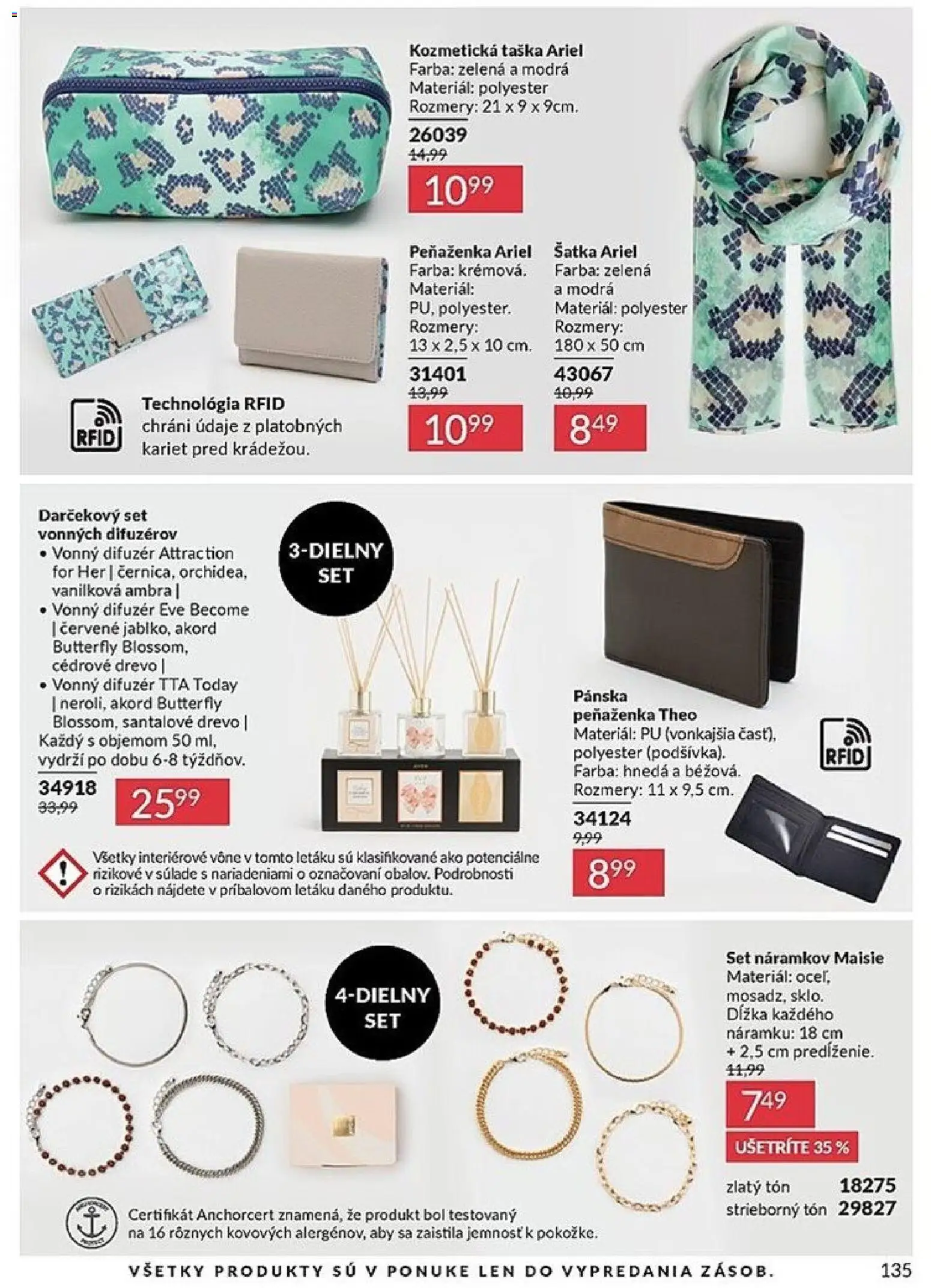 Nové Avon akcie – leták je platný od 01.05.2026 | Strana: 135 | Produkty: Difúzer, Ariel, Šatka, Taška