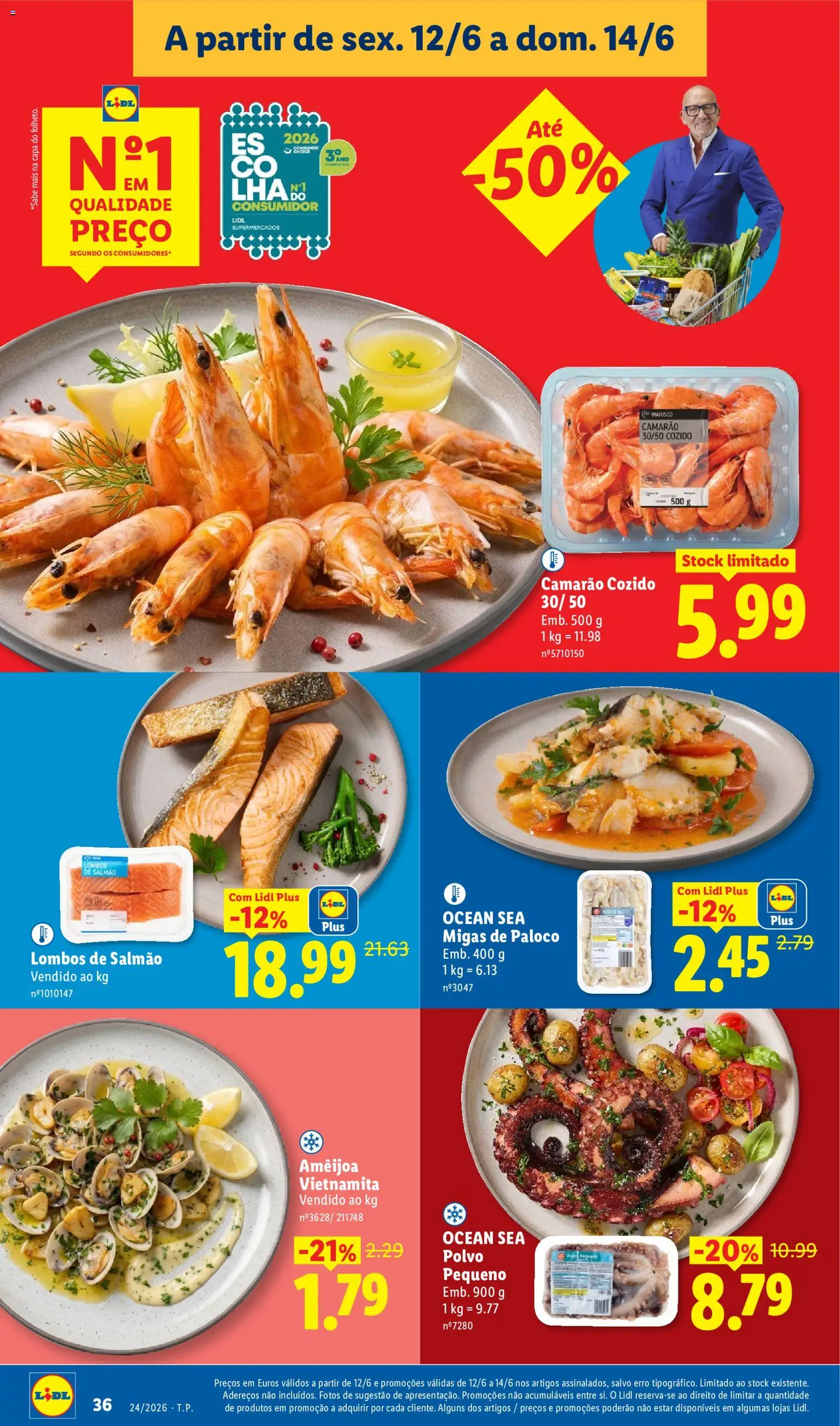 Lidl folheto │ válido de 08.06.2026 | Página: 36 | Produtos: Polvo, Camarão, Salmão