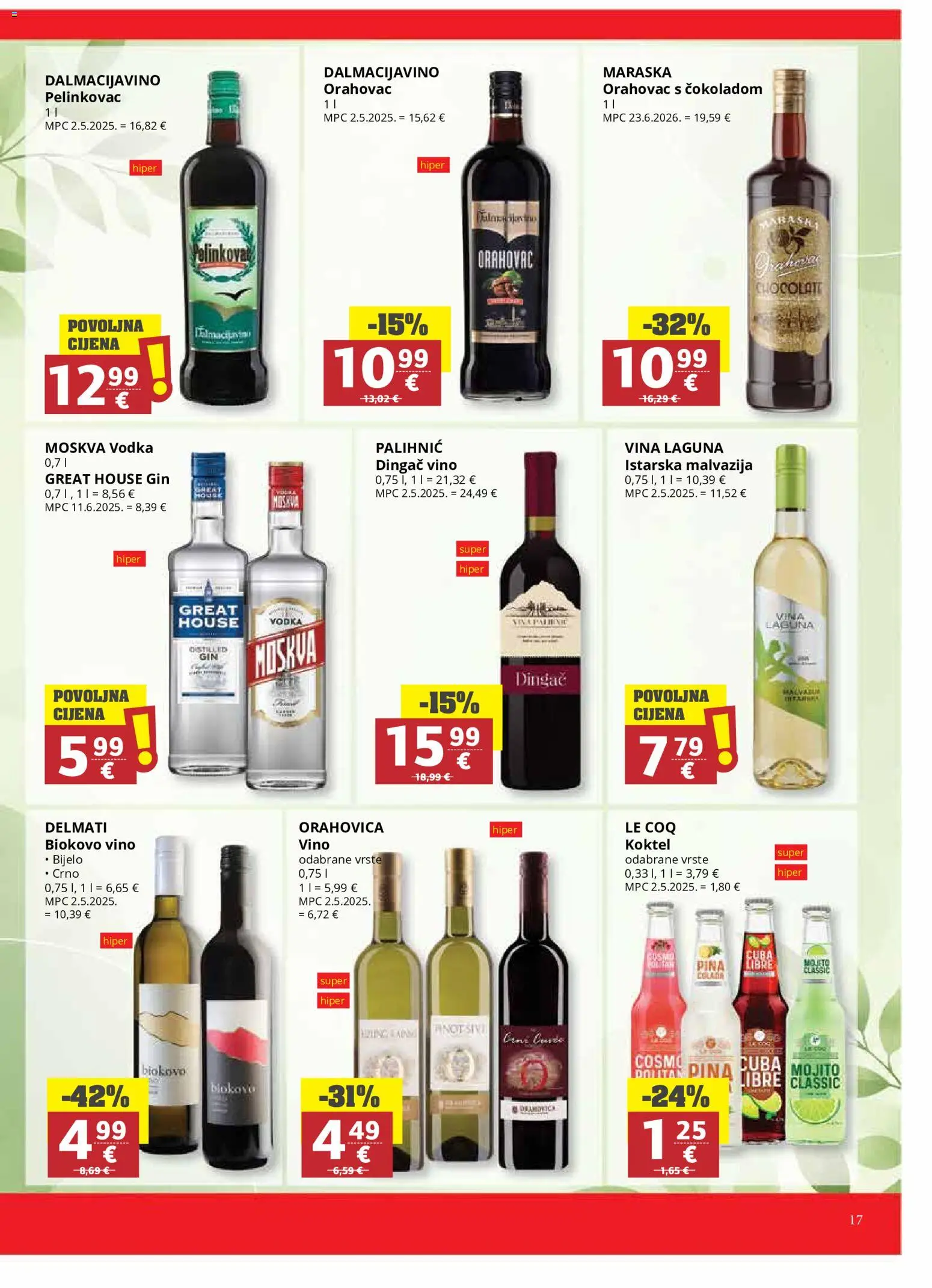 Ribola katalog | vrijedi od 07.10.2026 | Stranica: 17 | Proizvodi: Pelinkovac, Gin, Vino, Vodka