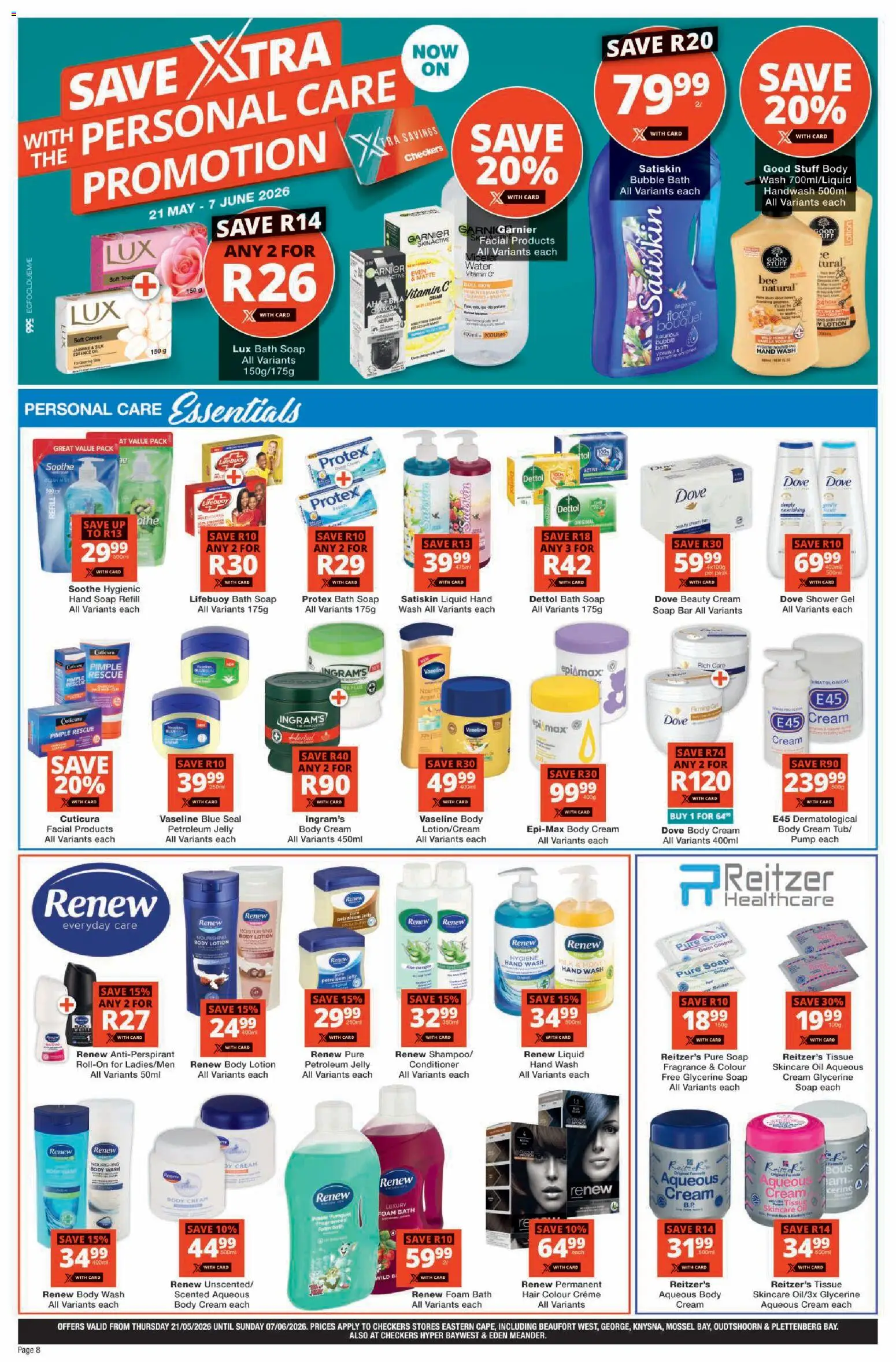 New Checkers catalogue – valid from 21.05.2026 | Page: 8 | Products: Jam, Hair colour, Shower gel, Lotion
