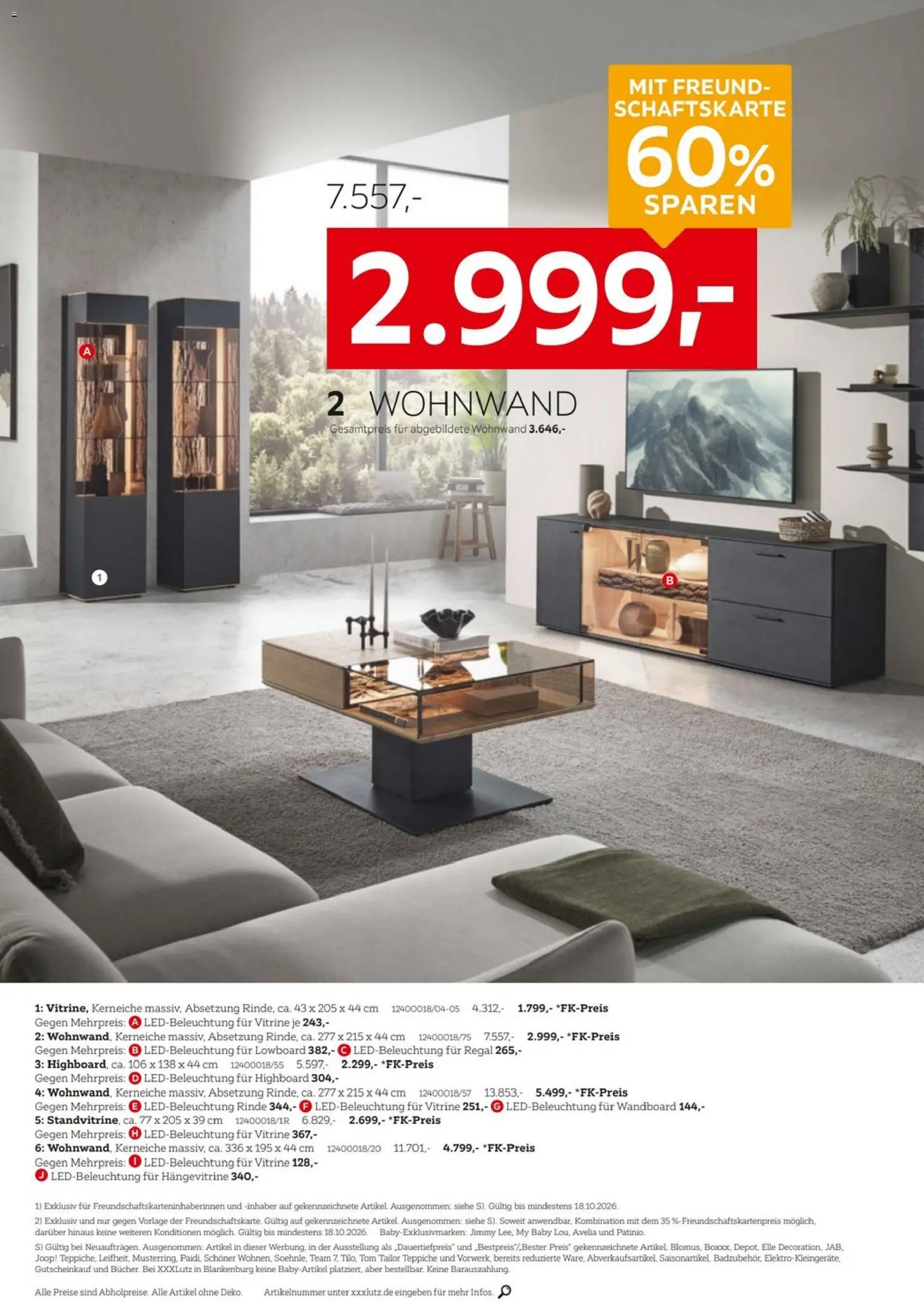 XXXLutz Bis zu 61% auf Massivholzmöbel – gültig ab 03.10.2026 | Seite: 1 | Produkte: Wohnwand, Lowboard, HIghboard, Regal